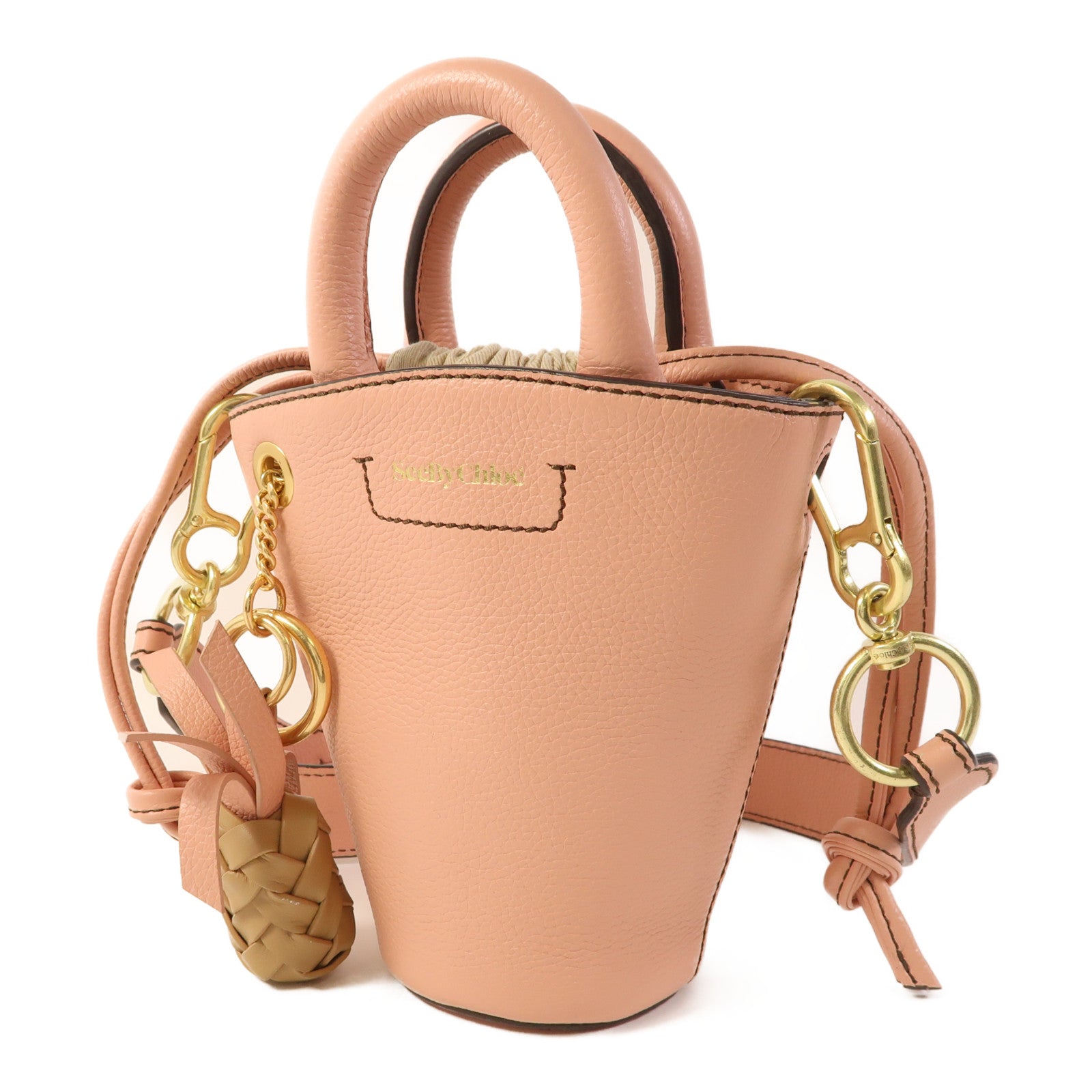 Chloe 牛皮皮革2 Way Shoulder金扣手挽肩背兩用袋