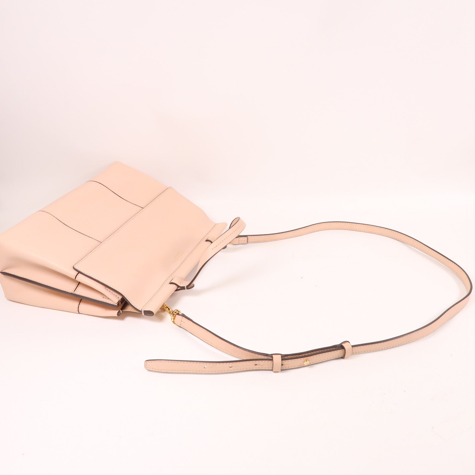 牛皮皮革Shoulder Bag金扣手挽肩背兩用袋粉紅色