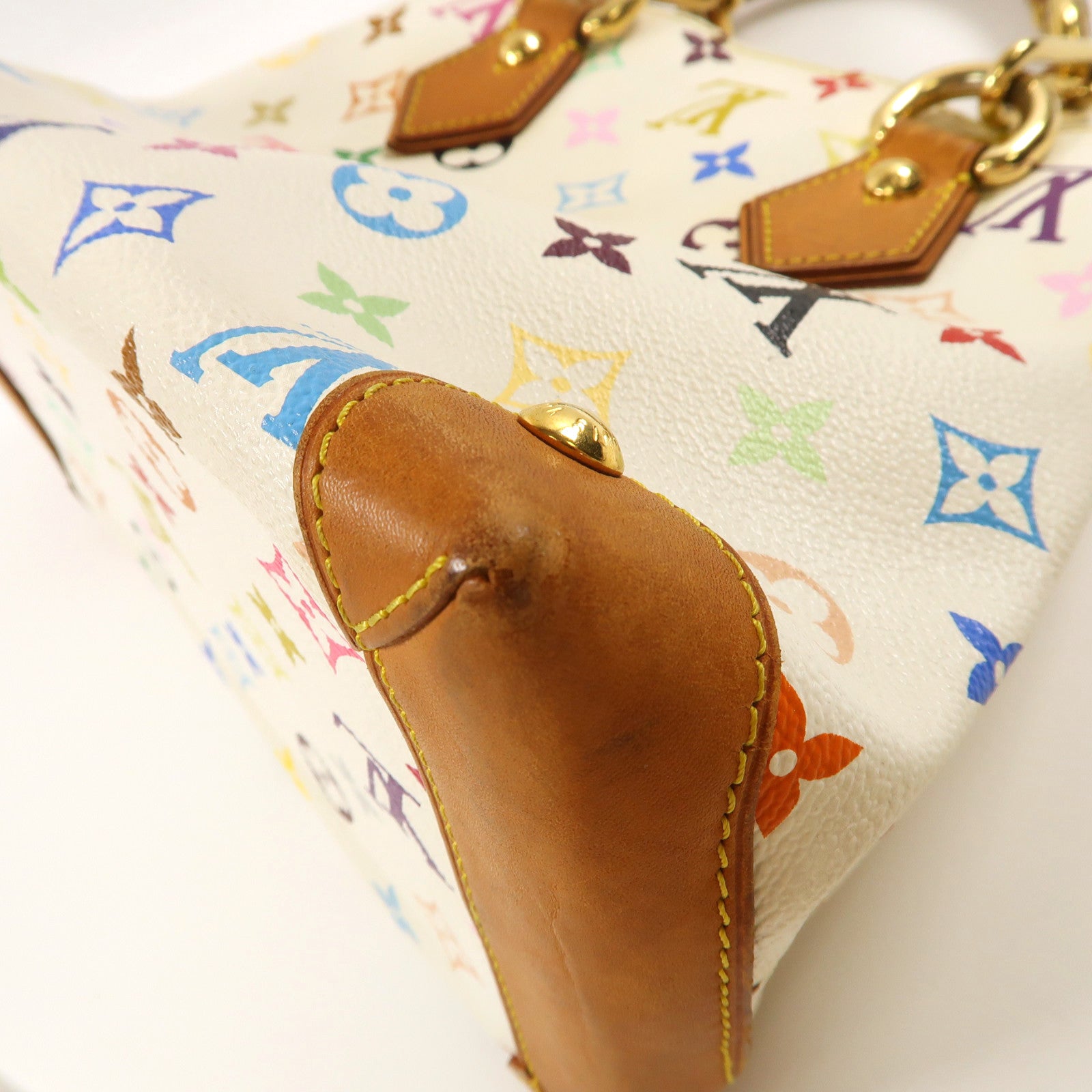 LOUIS VUITTON Monogram Multicolore Audra金扣手挽袋白色/彩色