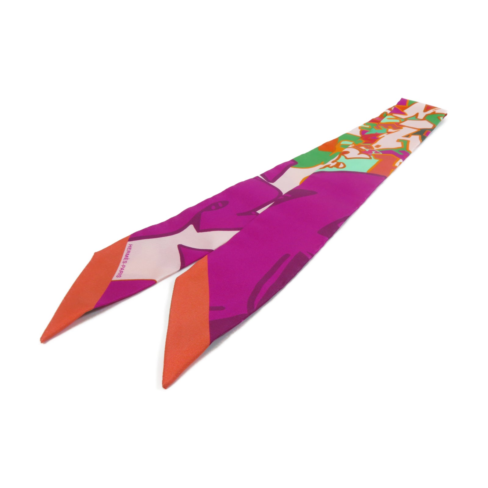 HERMES 【激減優惠】絲質Twilly絲巾紫色