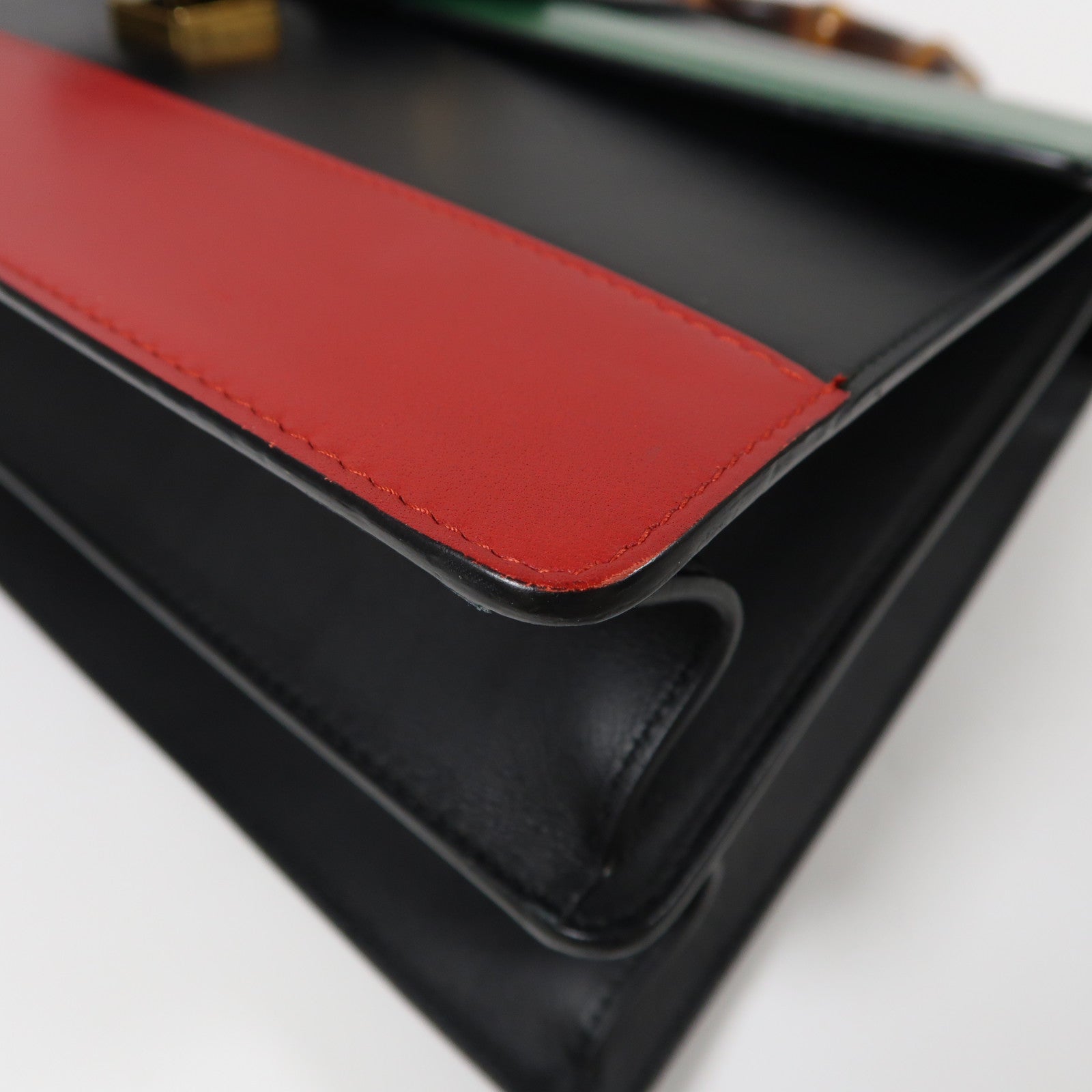 GUCCI GG GHW 2 Way Shoulder Bag Handbag 421999 Calfskin Leather Black Red Green