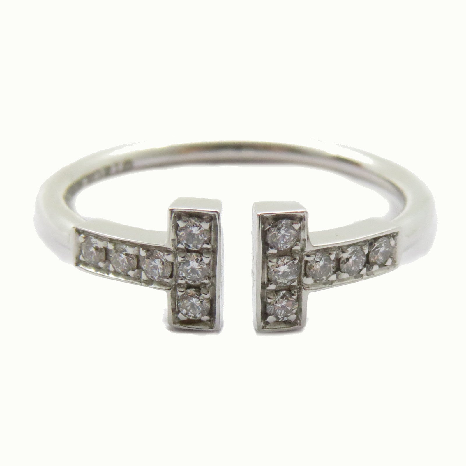 TIFFANY＆CO 18K白金T Wire Diamond Ring鑽石戒指US#7.25