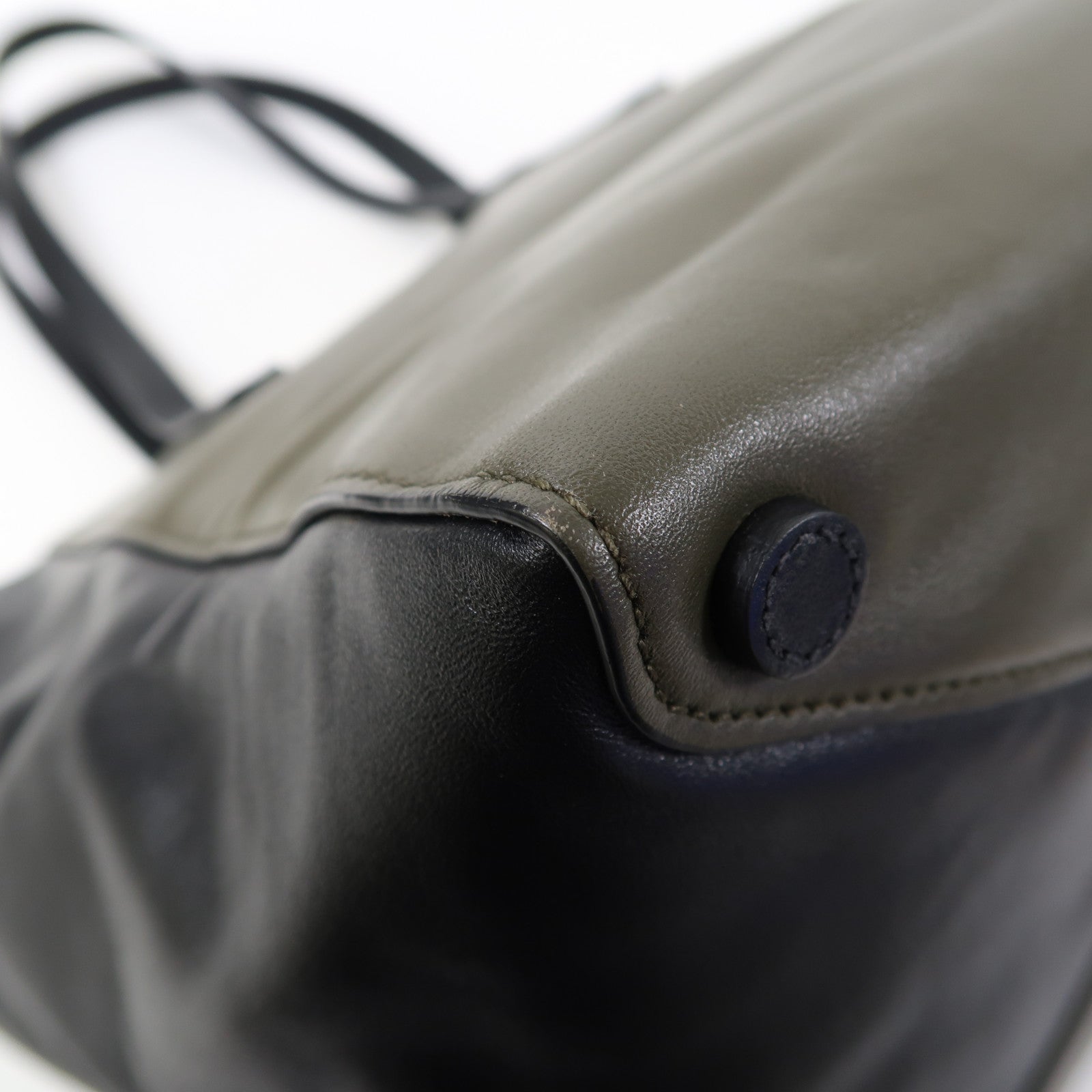 PRADA 牛皮皮革Shoulder Bag銀扣肩背袋綠色/黑色