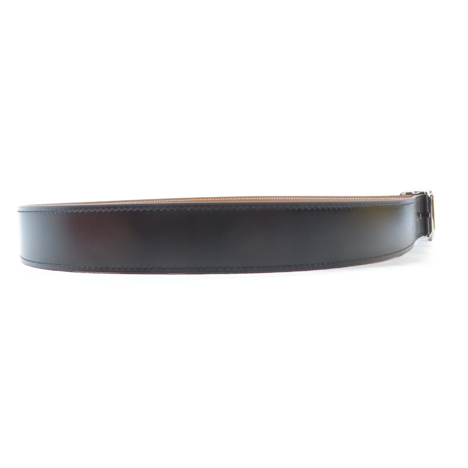 HERMES Swift皮革Cape Cod Reversible Belt 95cm銀扣皮帶Noir/黑色