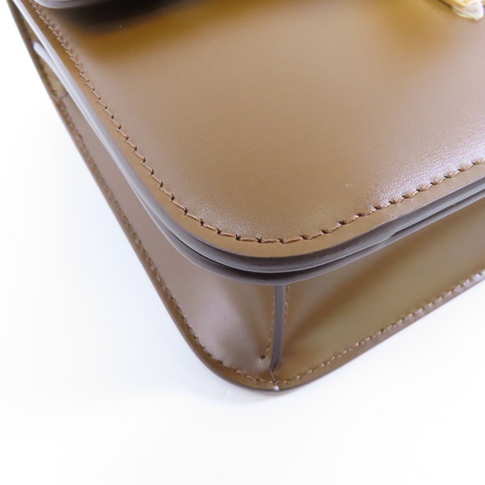 CELINE 牛皮皮革Mini Classic Box金扣肩背袋啡色
