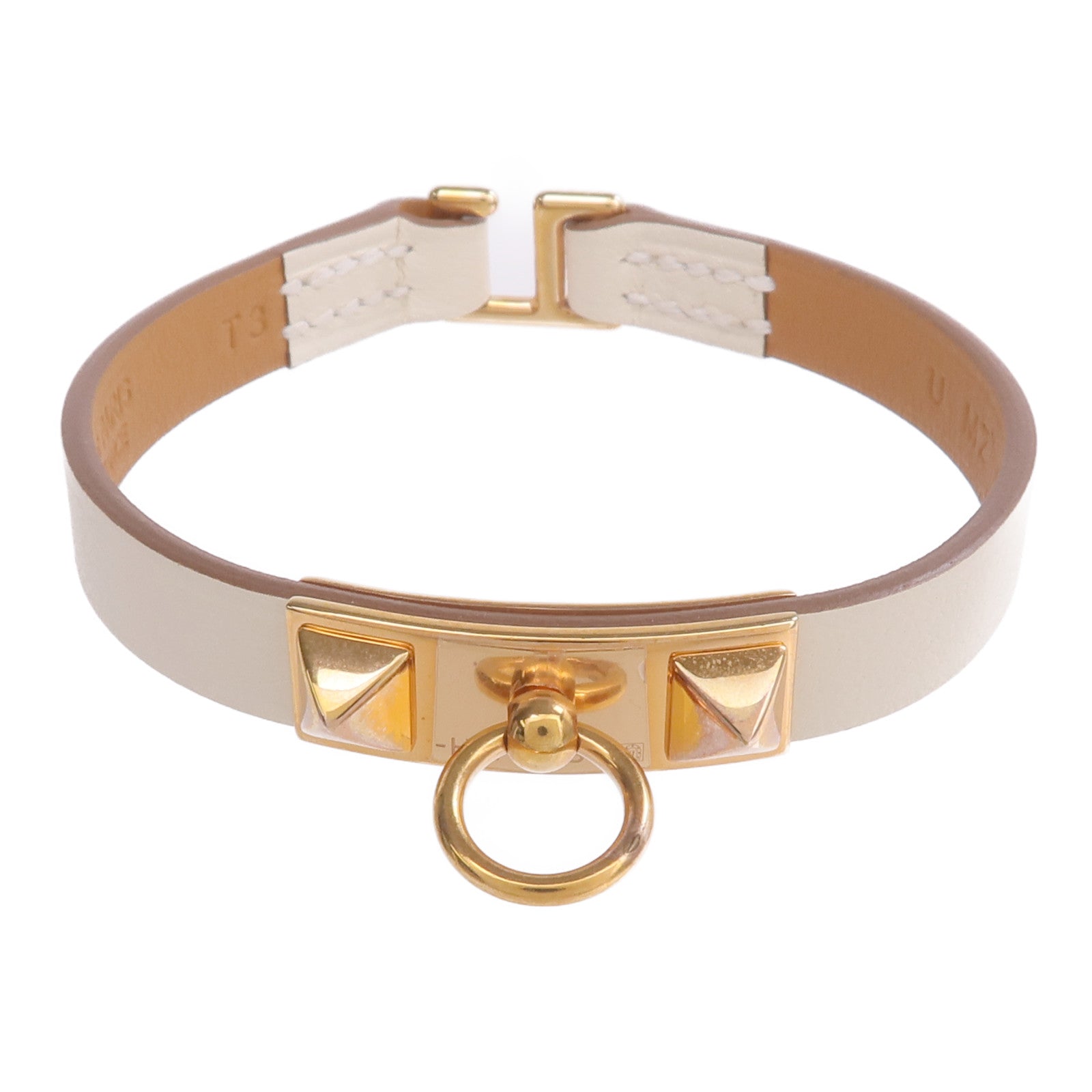 HERMES Swift皮革Rivale Mini Bracelet金扣手帶Nata