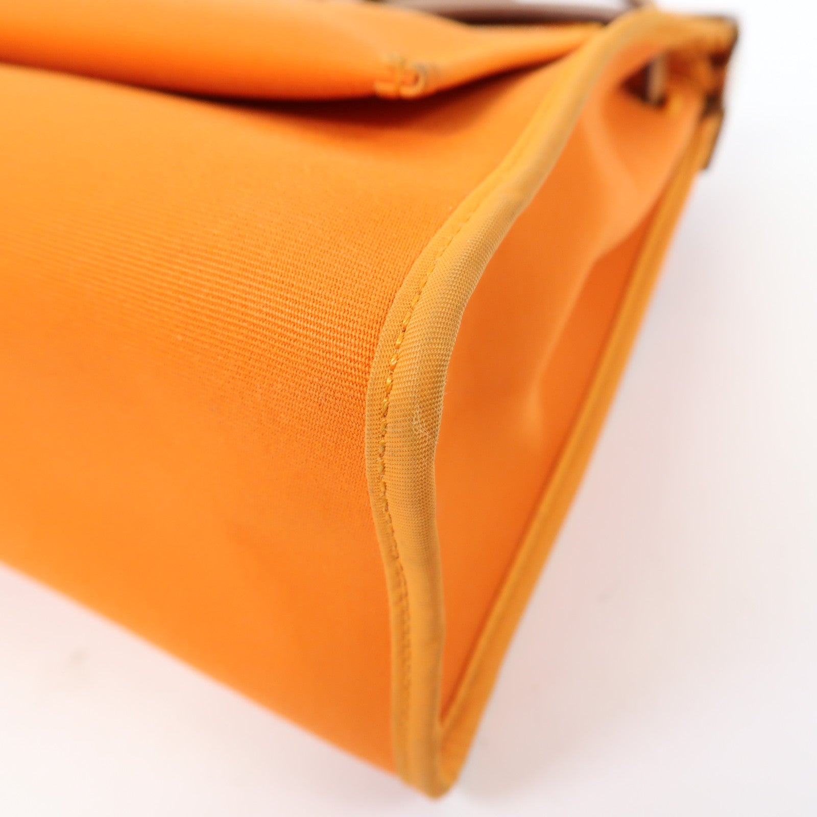 HERMES 【清倉大減價】帆布Herbag PM銀扣手挽肩背兩用袋橙色