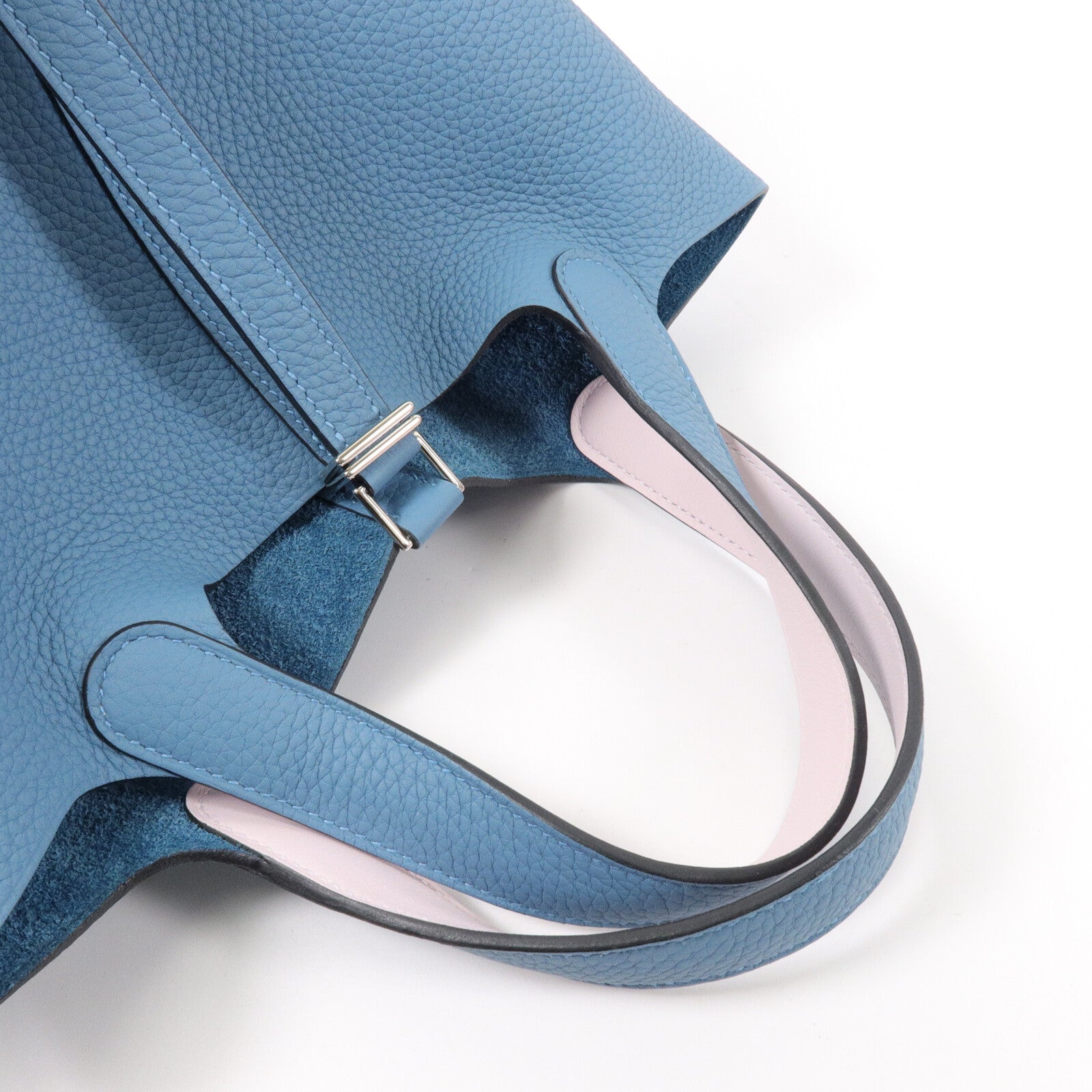 HERMES Clemence皮革Picotin PM手挽袋Bleu Jean