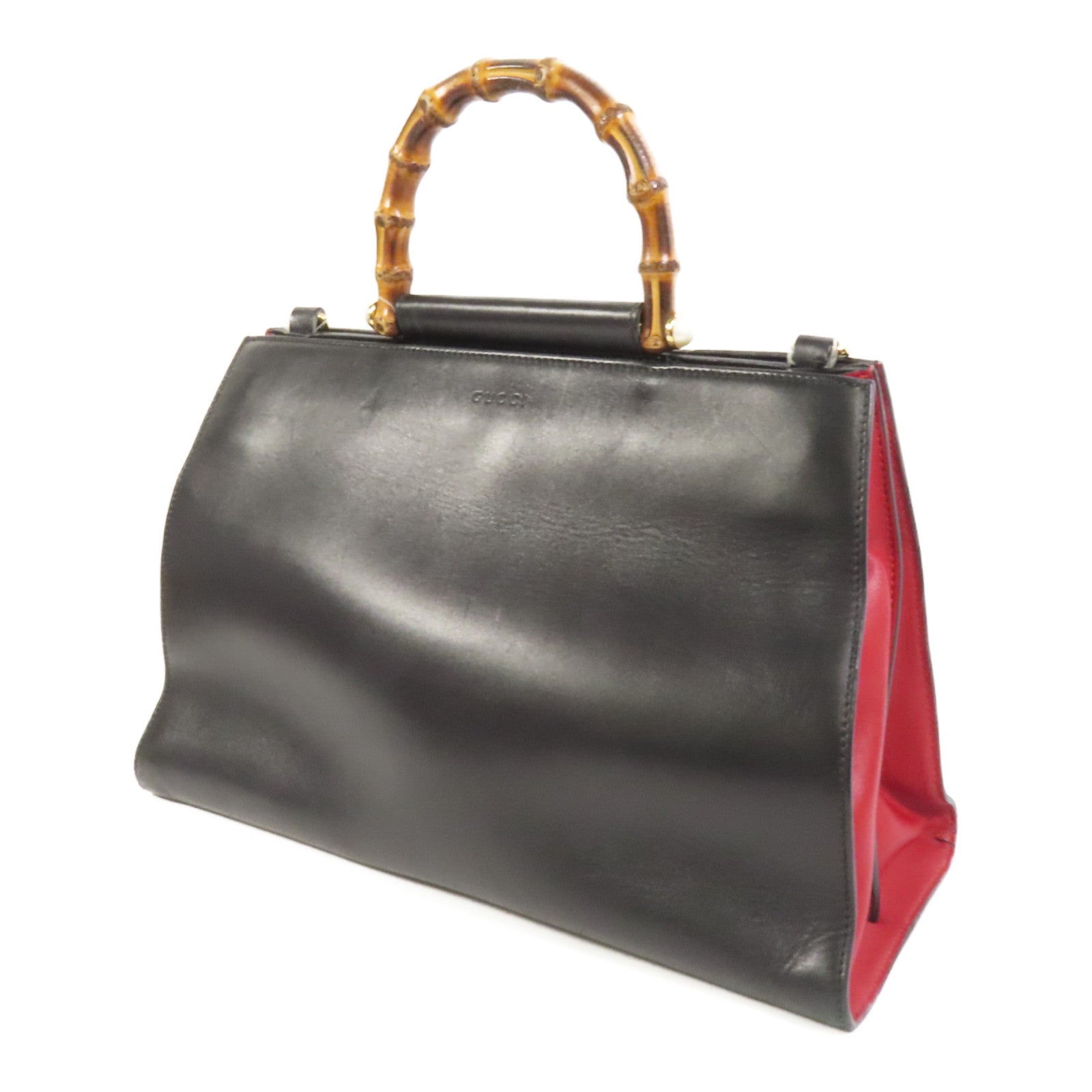 GUCCI 【激減優惠】牛皮皮革Bamboo Top Handle金扣手挽肩背兩用袋