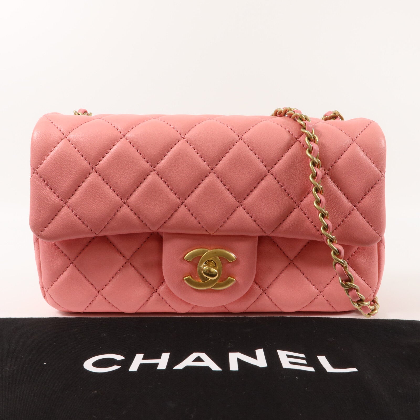 CHANEL 羊皮皮革Mini Flap Bag With Gold Ball鏈帶肩背袋