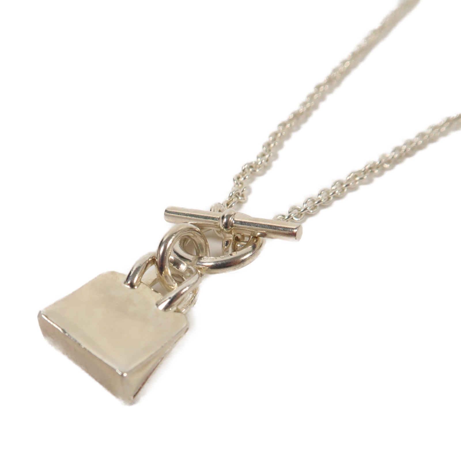 HERMES 925純銀Birkin Necklace項鍊銀色