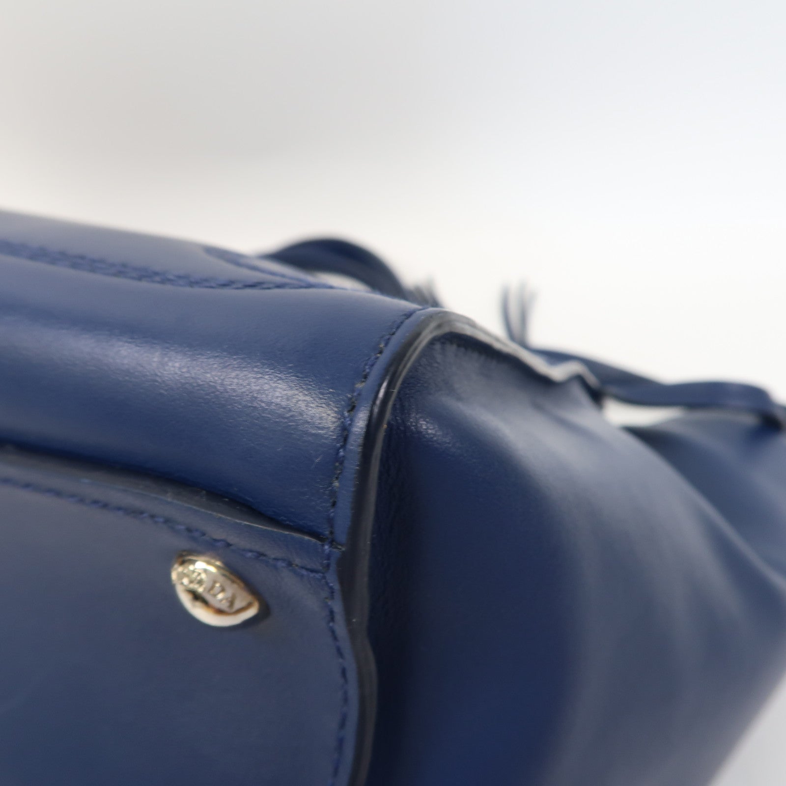 PRADA 【激減優惠】牛皮皮革Shoulder Bag銀扣手挽肩背兩用袋藍色