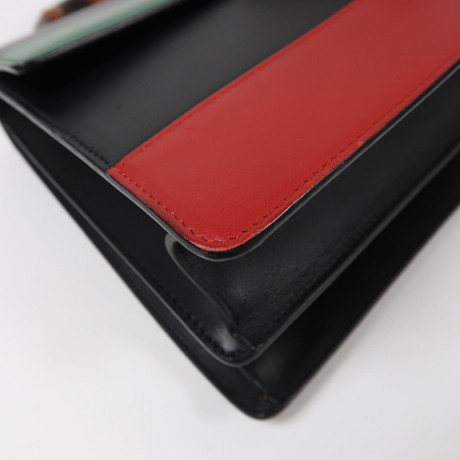 GUCCI GG GHW 2 Way Shoulder Bag Handbag 421999 Calfskin Leather Black Red Green