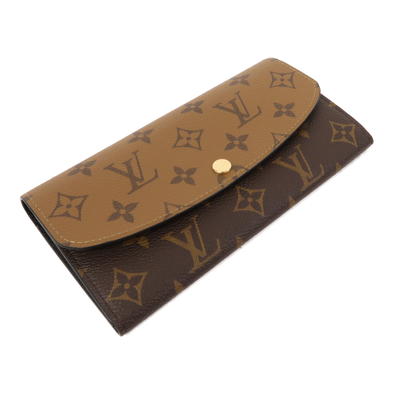 LOUIS VUITTON Monogram Emilie金扣長錢包啡色