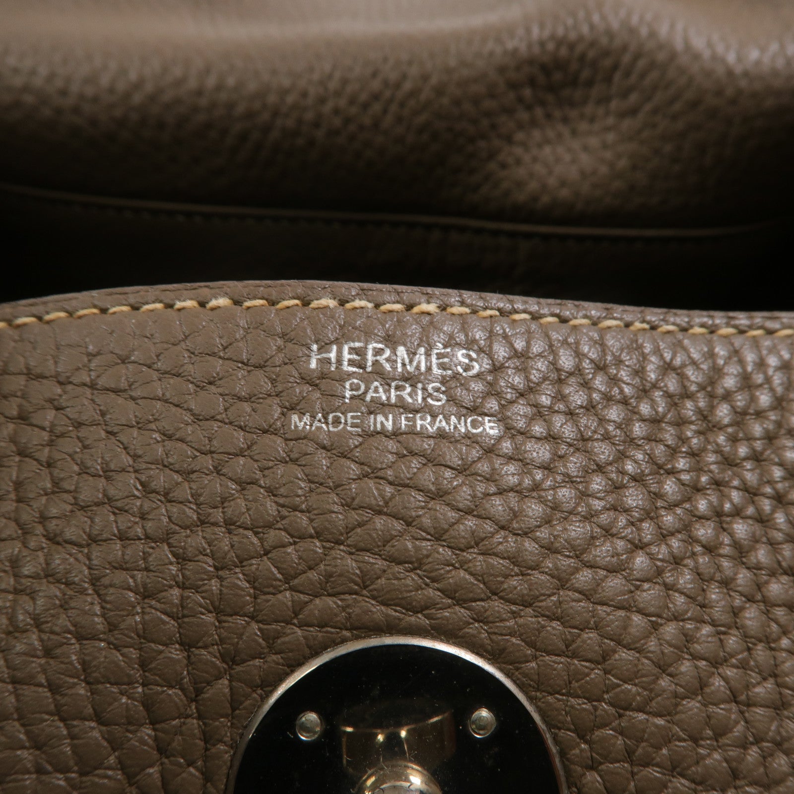 HERMES Clemence皮革Lindy 30手挽肩背兩用袋Etoupe