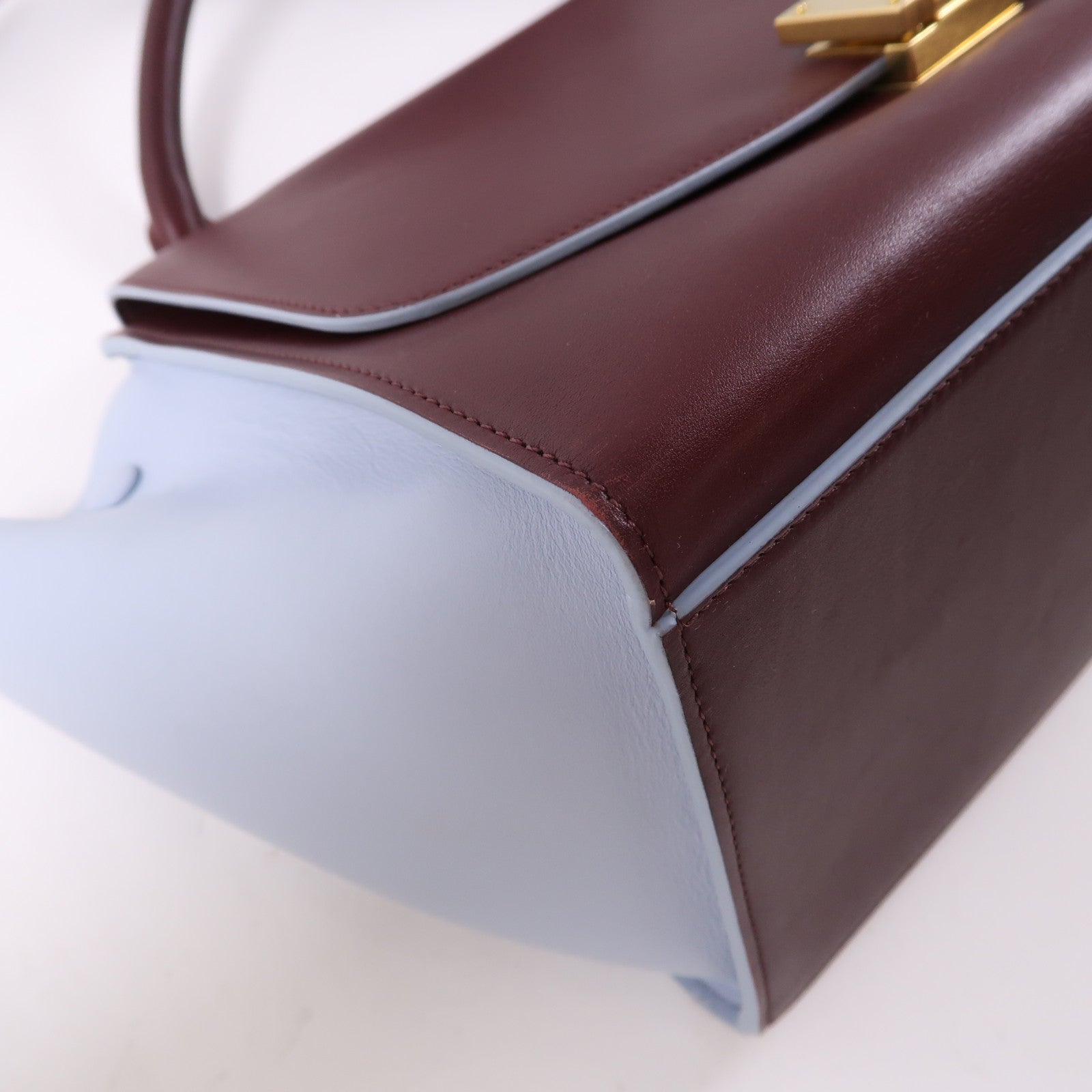 CELINE 牛皮皮革Shoulder Bag金扣手挽肩背兩用袋紅色/淺藍色