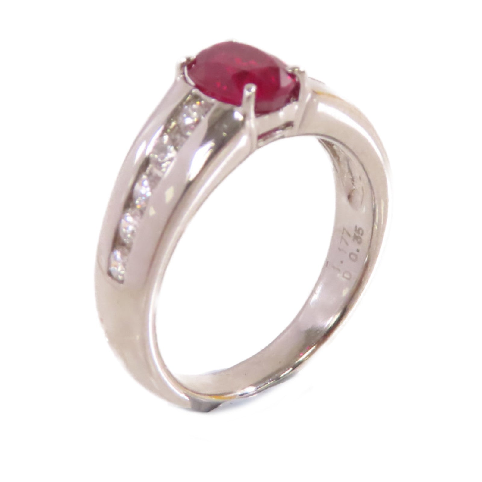 JEWELRY 【激減優惠】PT900鉑金/1.177ct紅寶石/0.35ct鑽石Ruby Diamond Ring戒指US#5.25