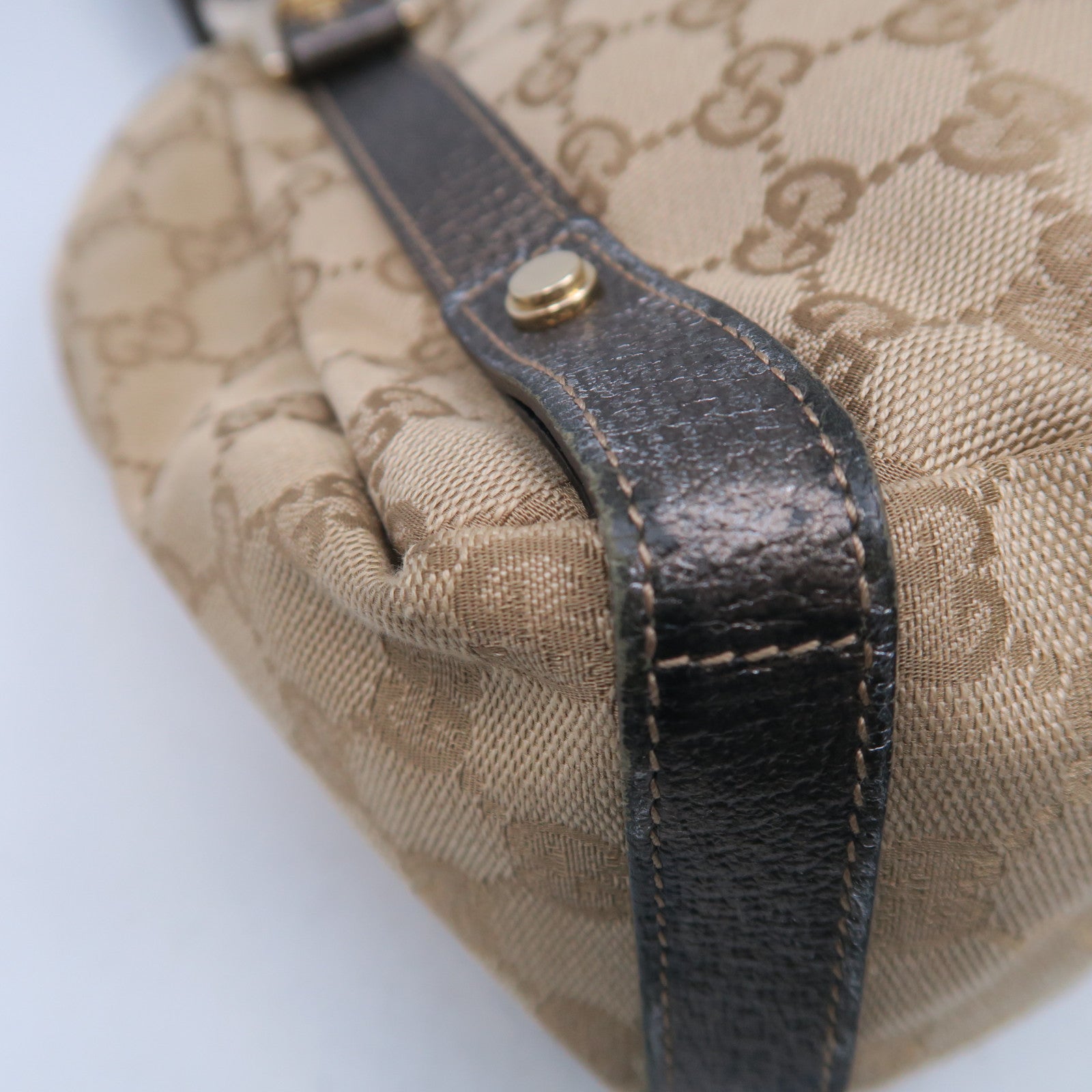 GUCCI 【激減優惠】帆布Shoulder Bag金扣肩背袋啡色/灰色