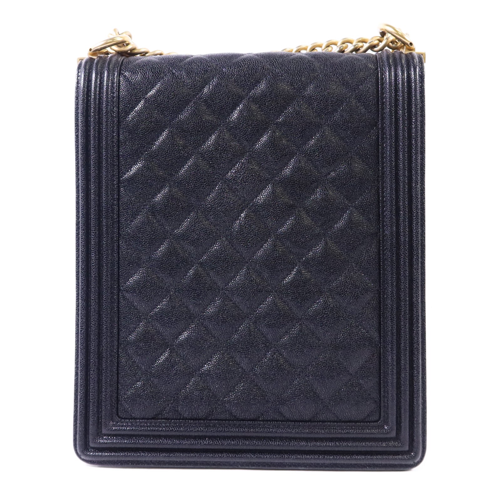 CHANEL 牛皮皮革Boy金扣鏈帶肩背袋