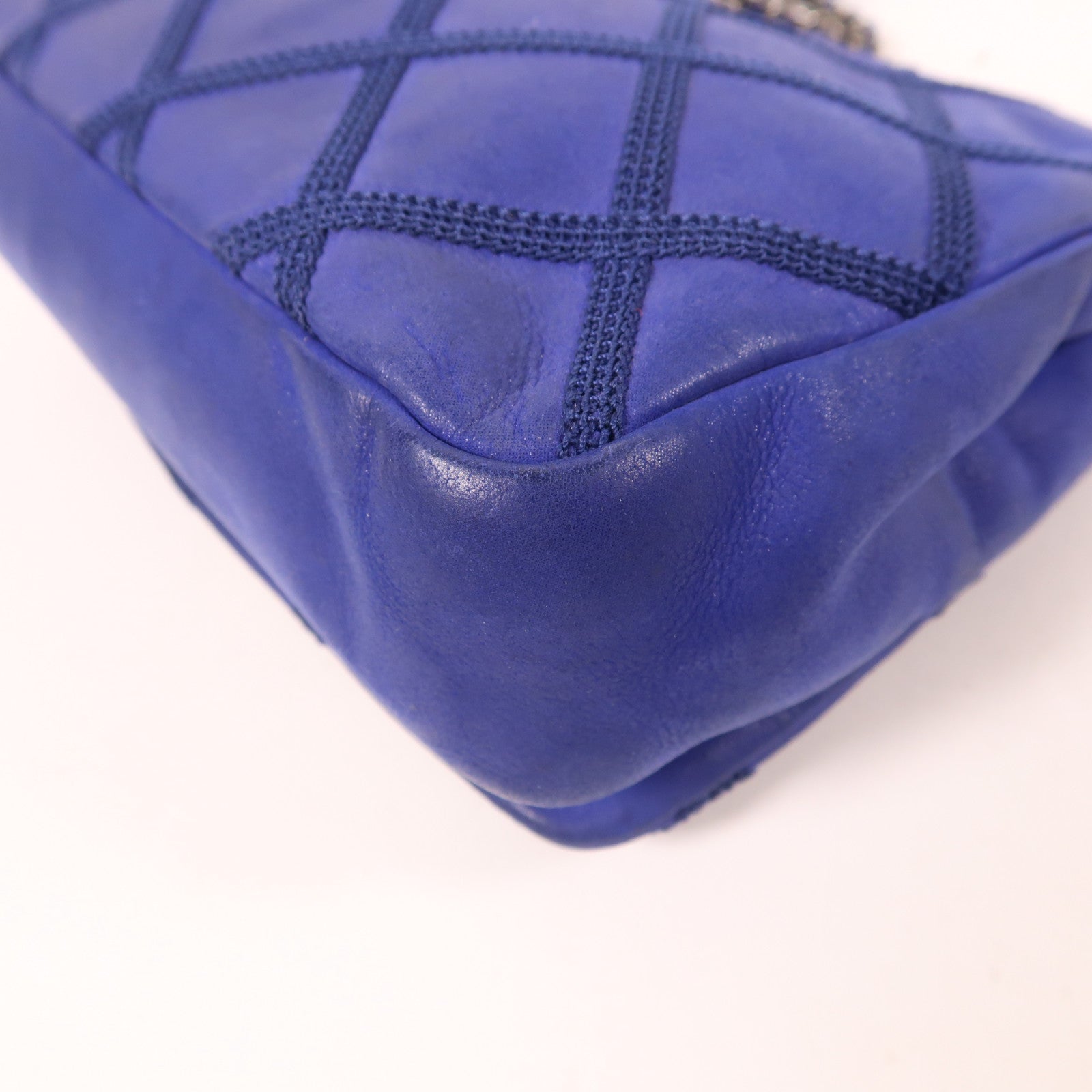 CHANEL 牛皮皮革Chain Shoulder銀扣鏈帶肩背袋