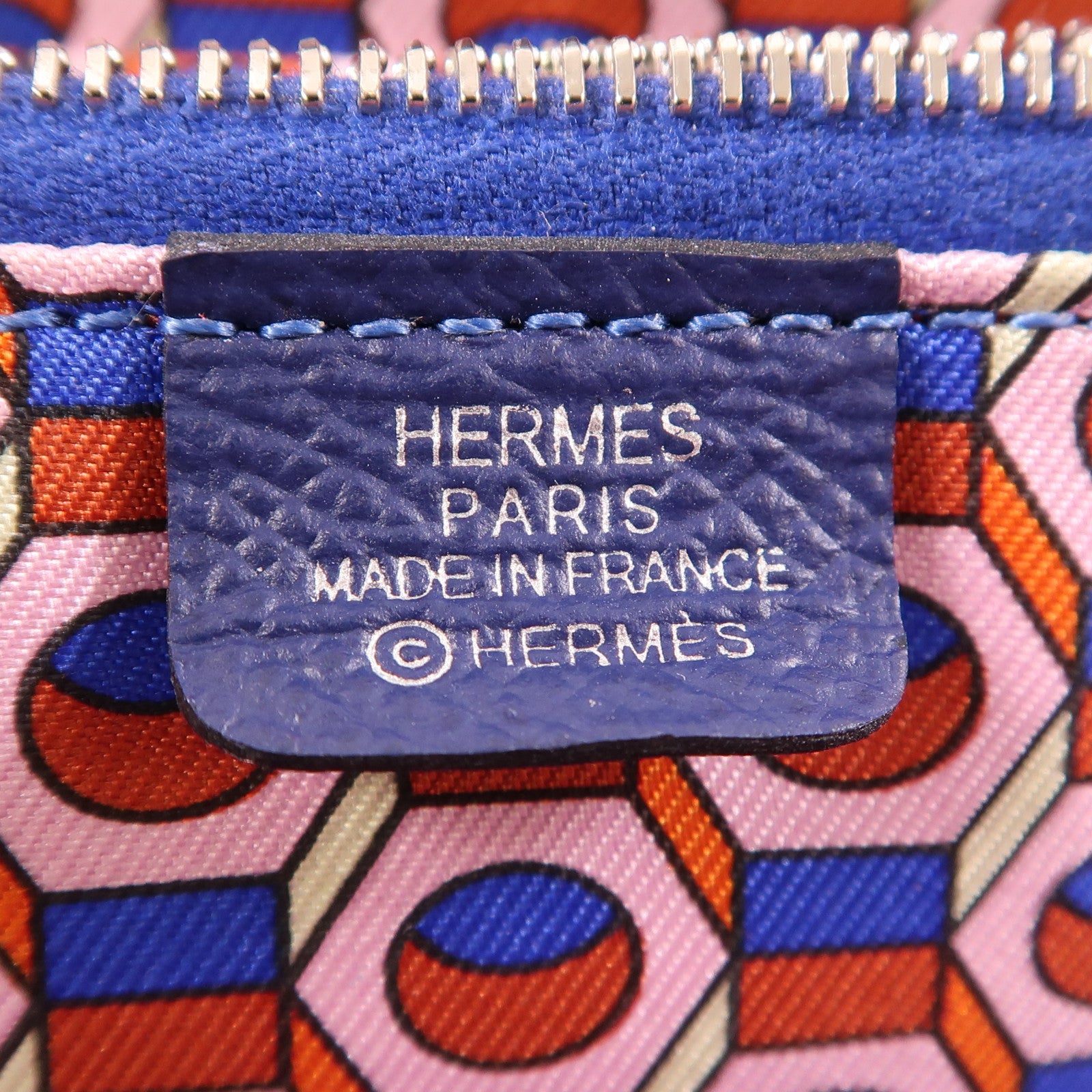 HERMES Epsom皮革Silk In Wallet銀扣長錢包Bleu Indigo