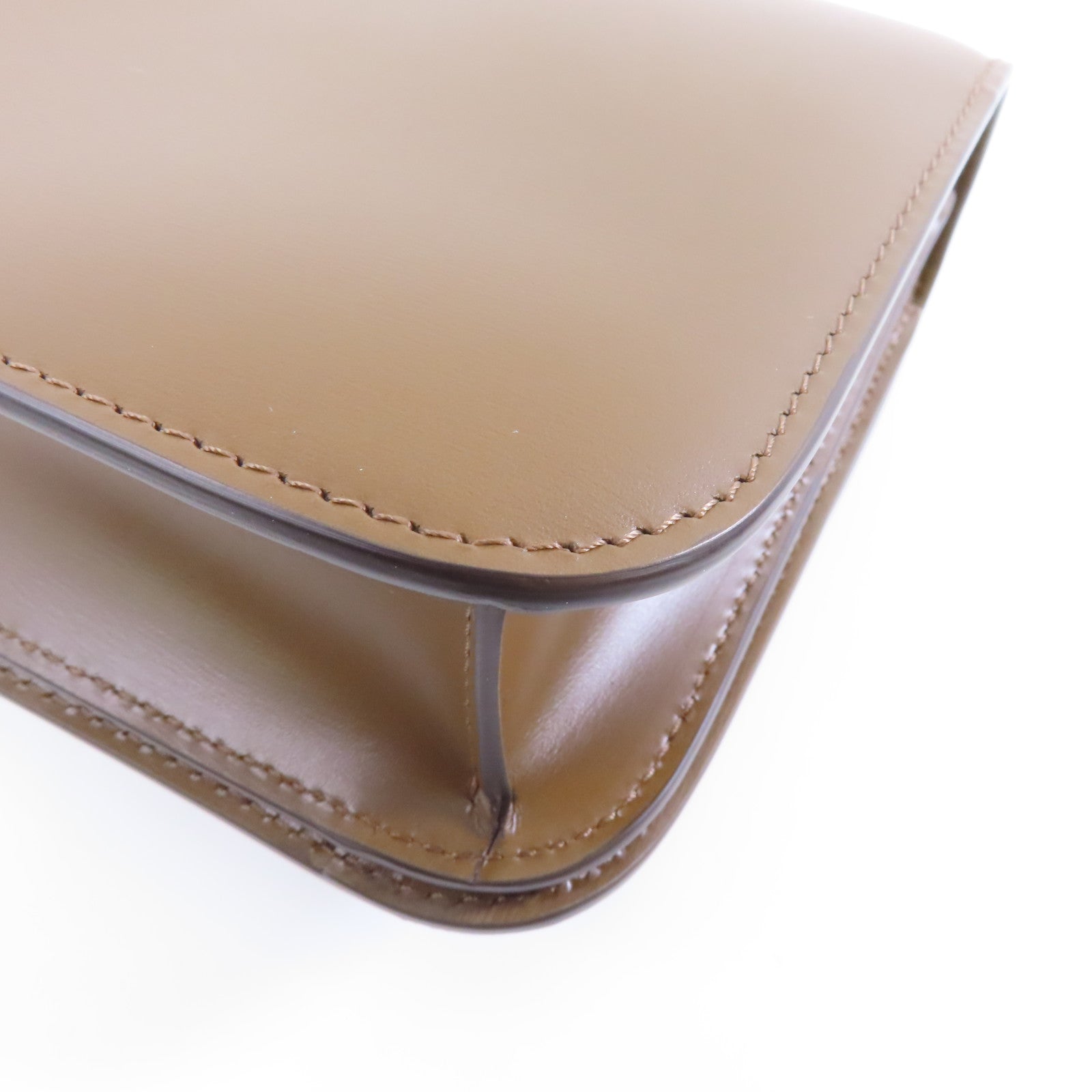 CELINE 牛皮皮革Mini Classic Box金扣肩背袋啡色