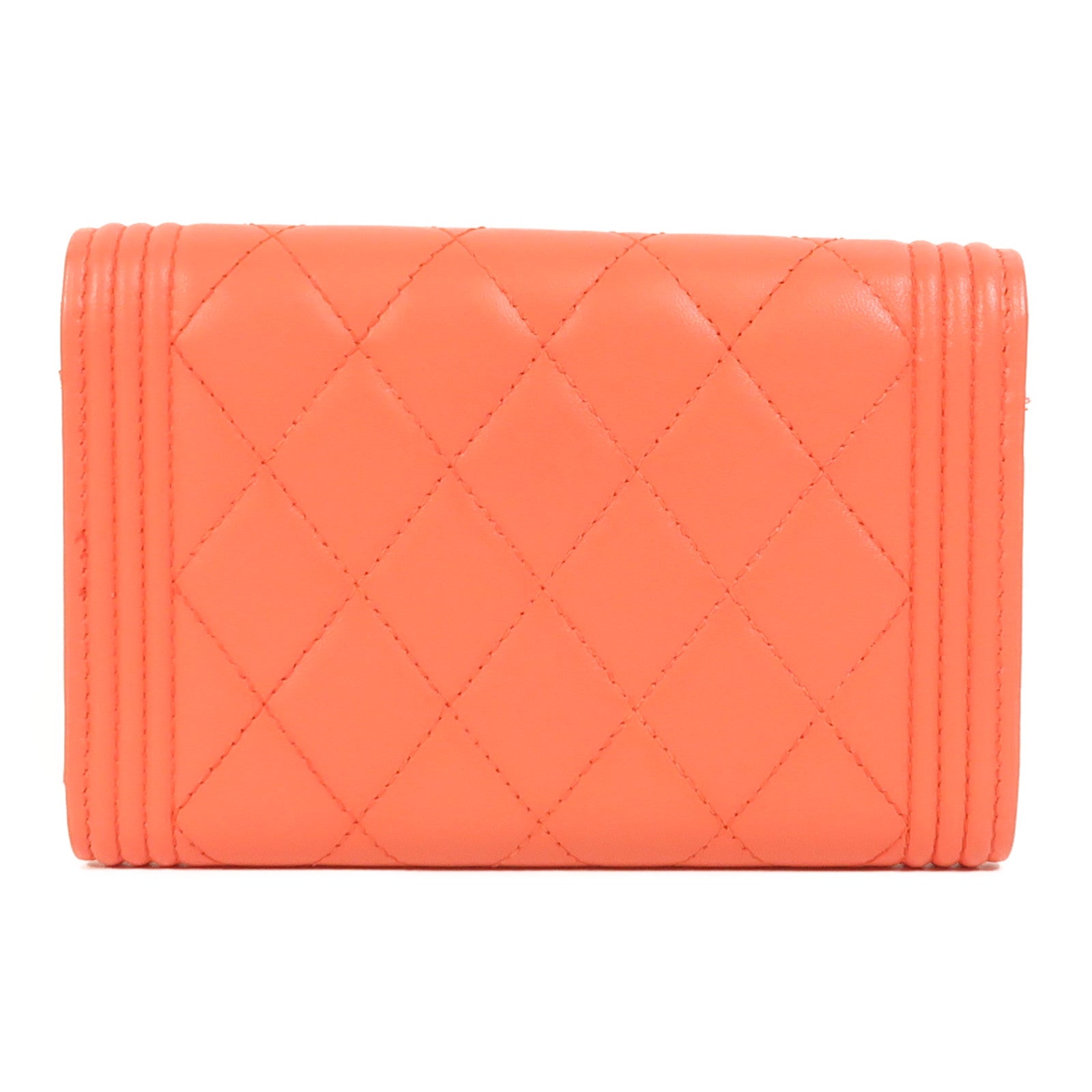 CHANEL 【激減優惠】牛皮皮革Boy Wallet金扣錢包