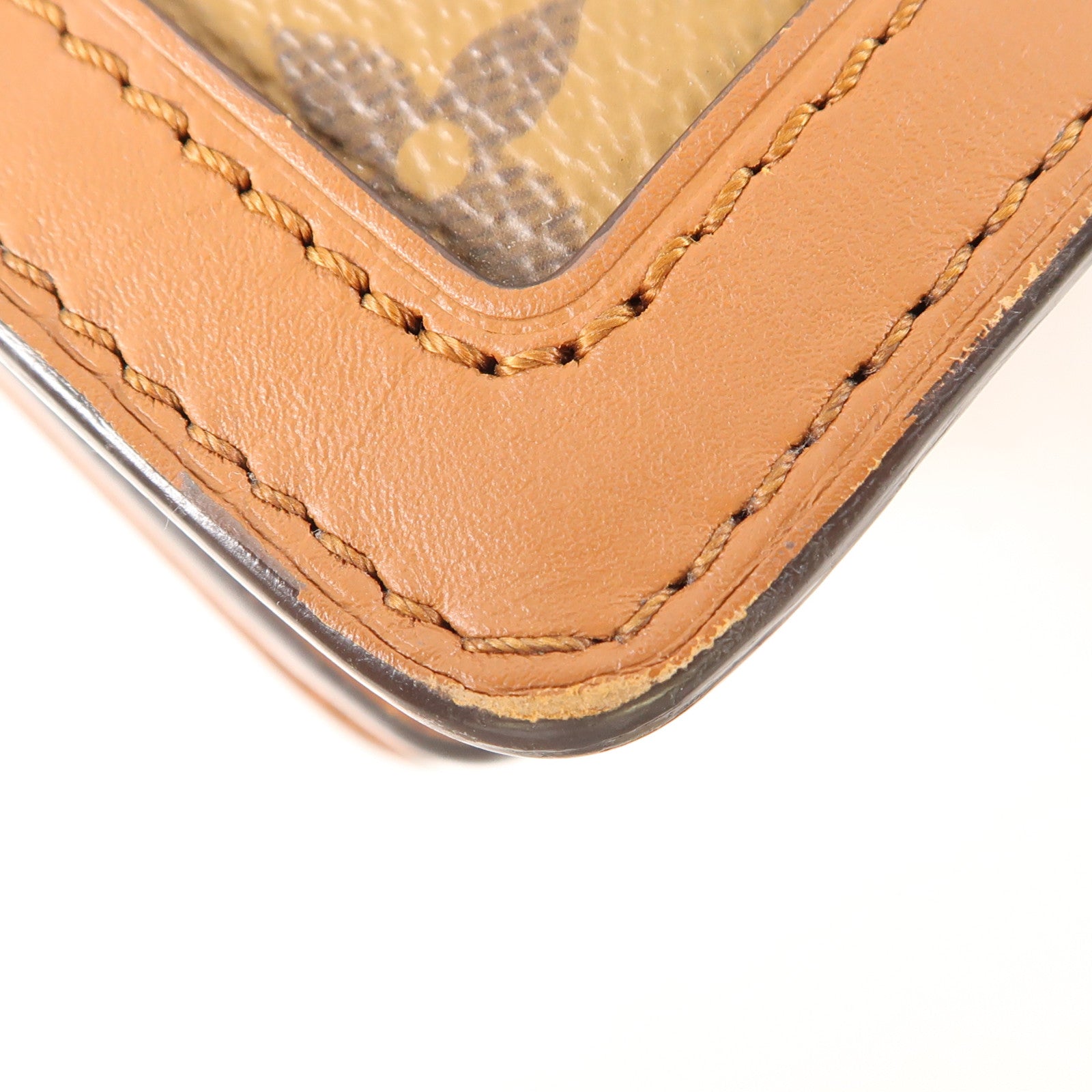 LOUIS VUITTON Monogram/Monogram Reverse Dauphine MM金扣手挽肩背兩用袋棕色