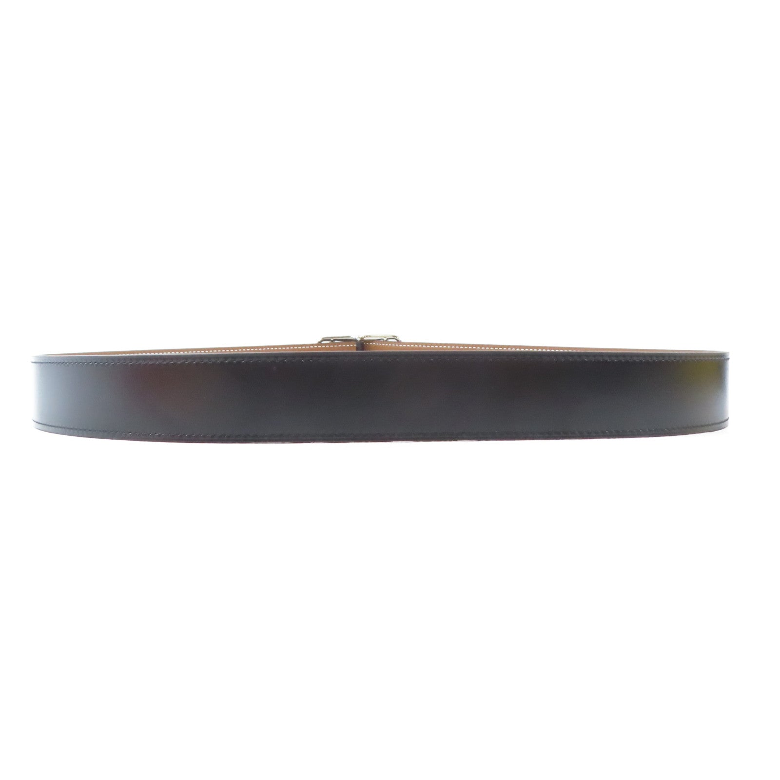 HERMES Swift皮革Cape Cod Reversible Belt 95cm銀扣皮帶Noir/黑色
