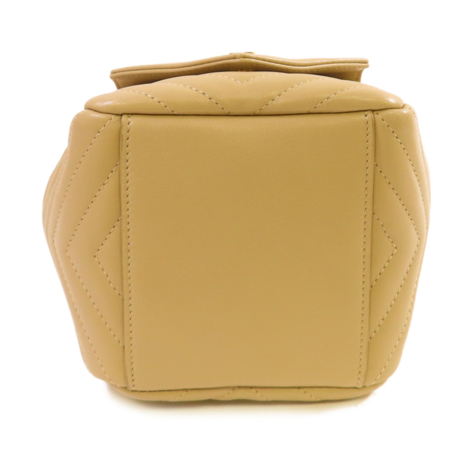 YVES SAINT LAURENT 【激減優惠】斜紋羊皮皮革 Joe Chain Shoulder Bag金扣鏈帶肩背袋杏色