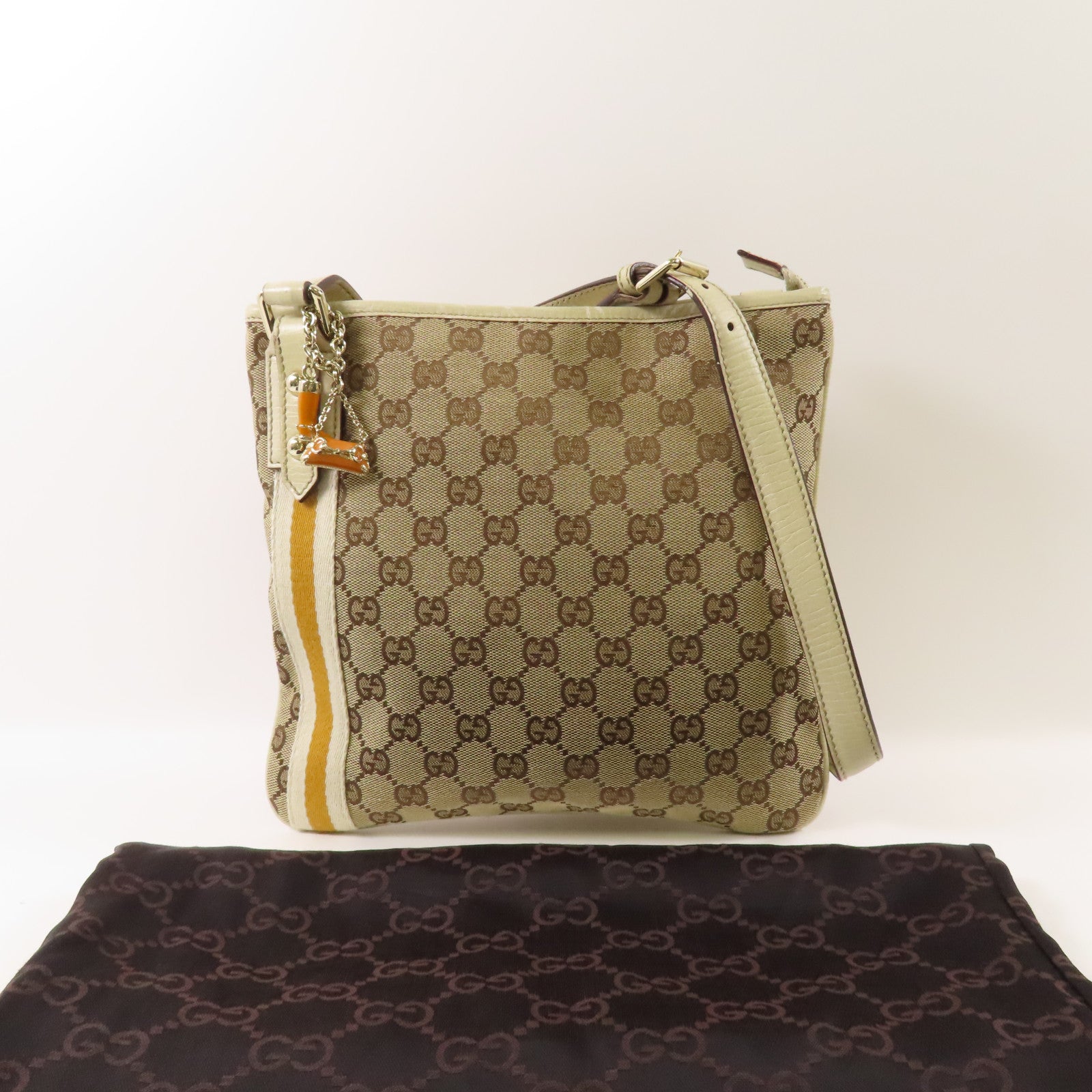 GUCCI 帆布Shouder Bag金扣肩背袋