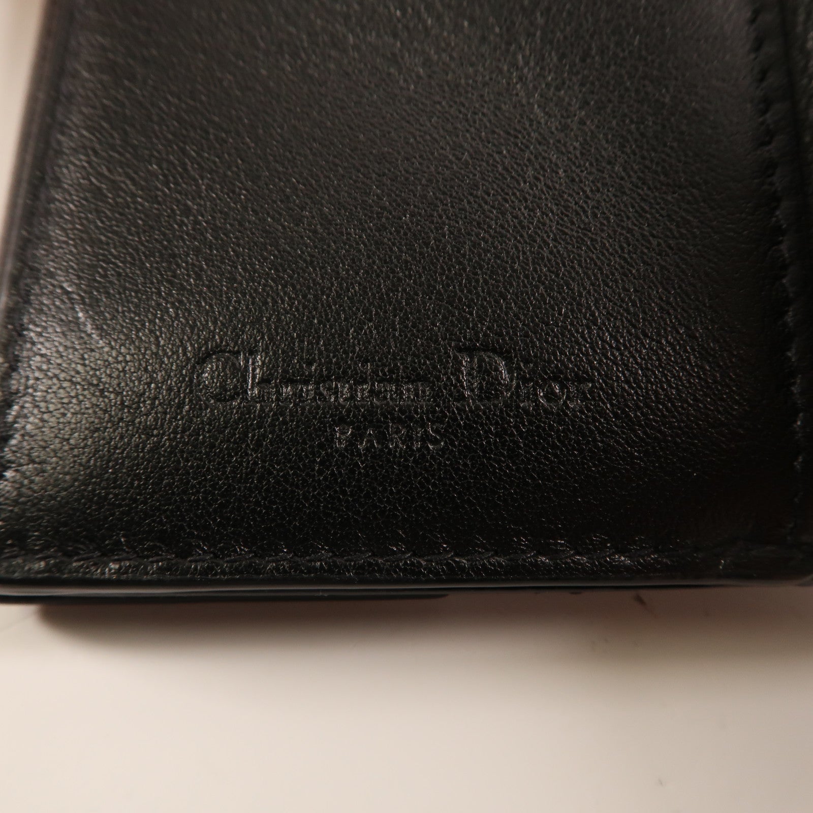 Dior 漆皮皮革Wallet金扣折疊錢包黑色