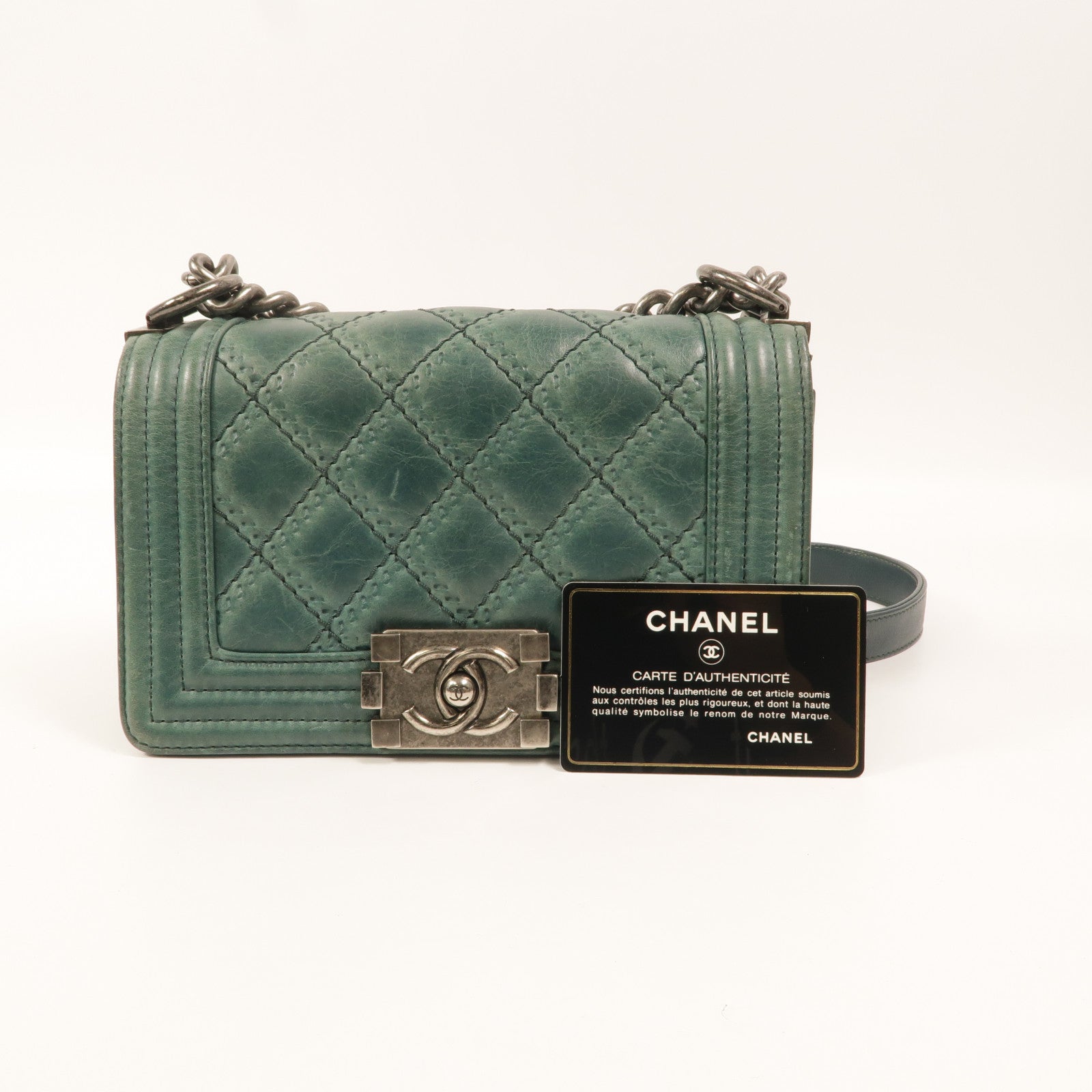 CHANEL 牛皮皮革Boy 20鏈帶肩背袋
