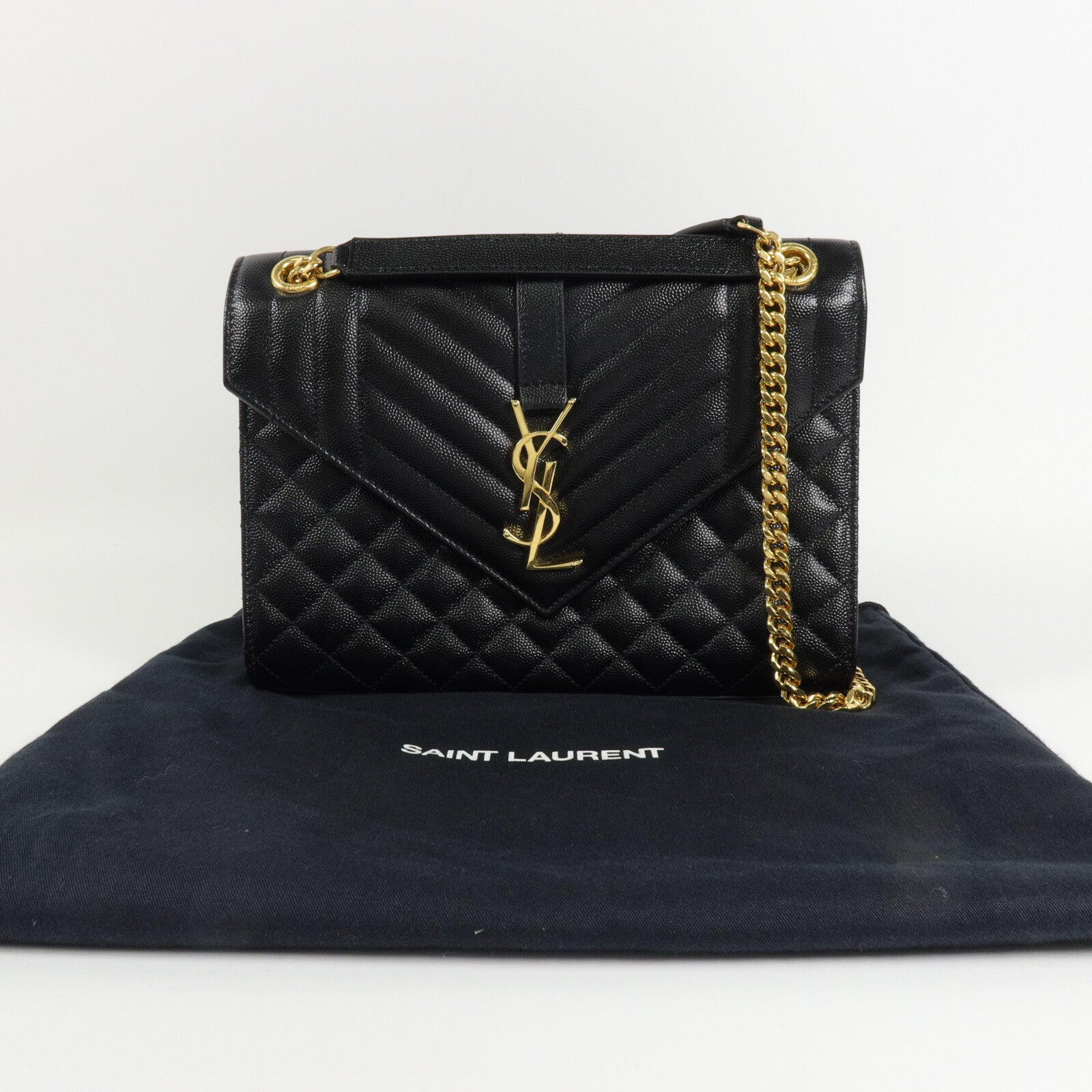 SAINT LAURENT 牛皮皮革Envelope Medium鏈帶肩背袋
