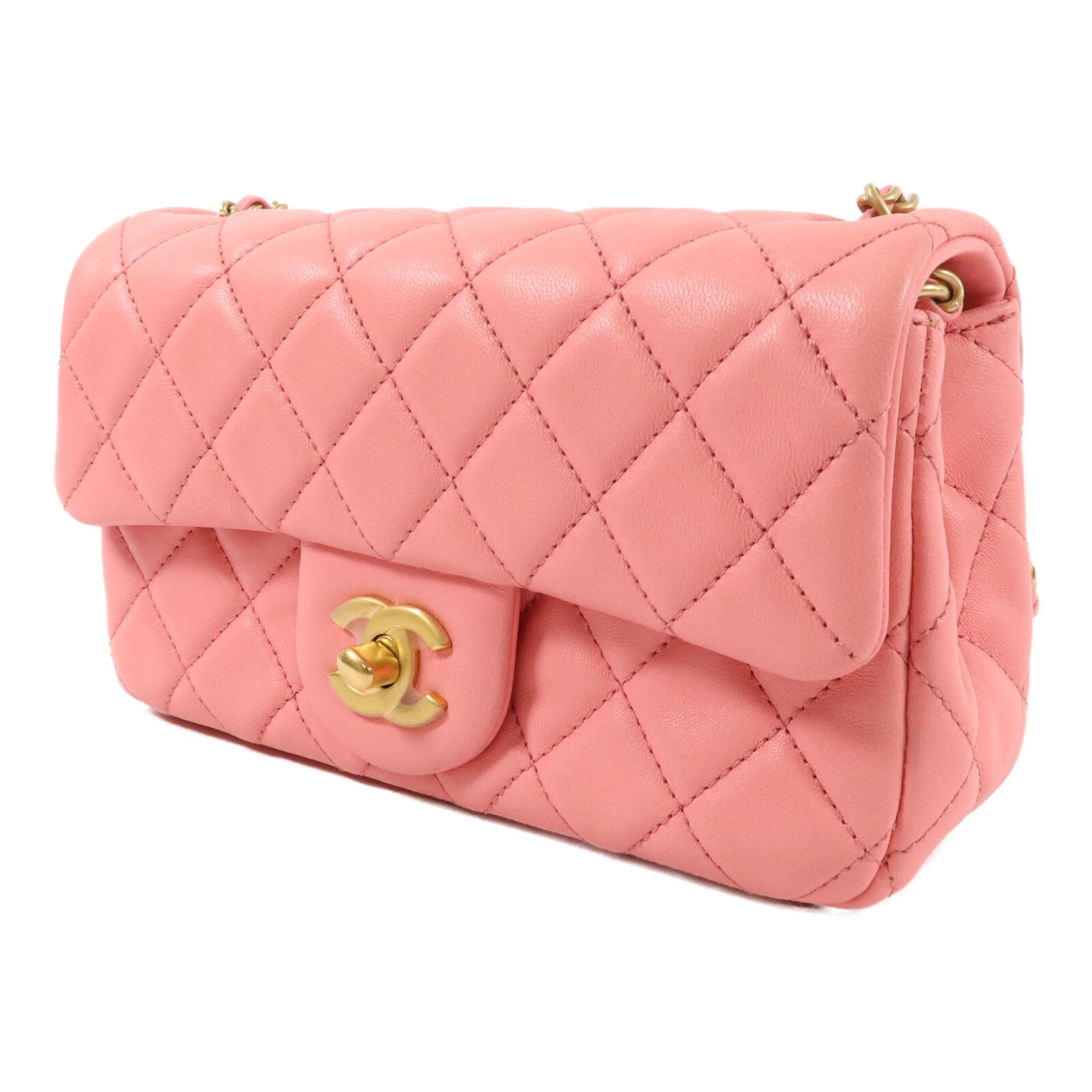 CHANEL 羊皮皮革Mini Flap Bag With Gold Ball鏈帶肩背袋