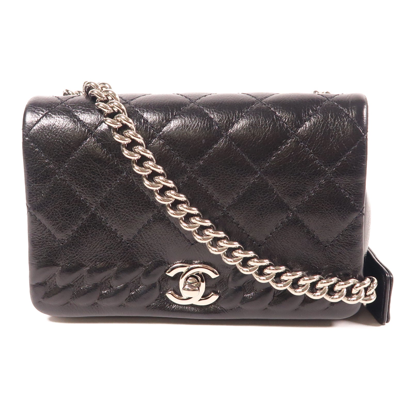 CHANEL 【激減優惠】牛皮皮革Chain Shoulder銀扣鏈帶肩背袋