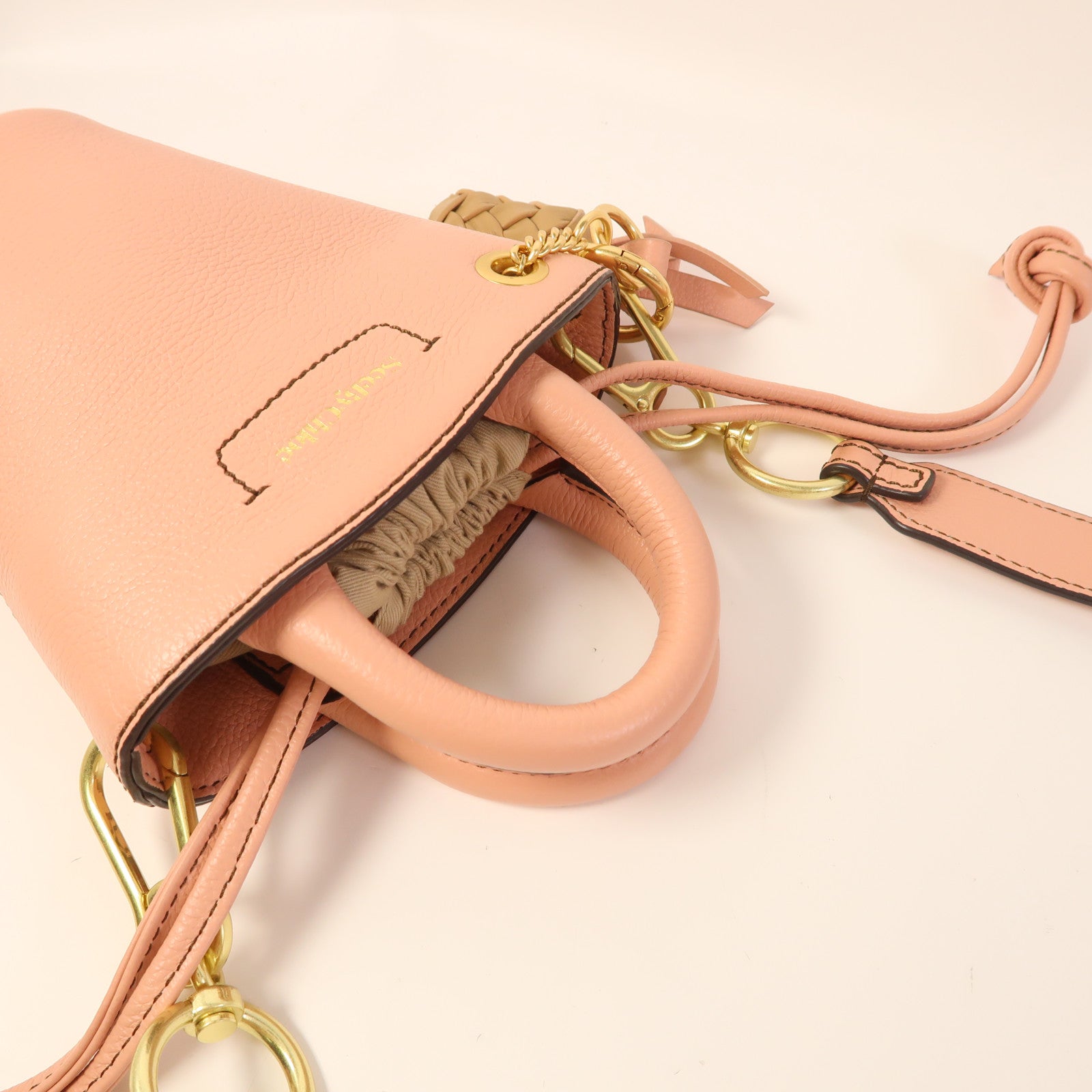 Chloe 牛皮皮革2 Way Shoulder金扣手挽肩背兩用袋