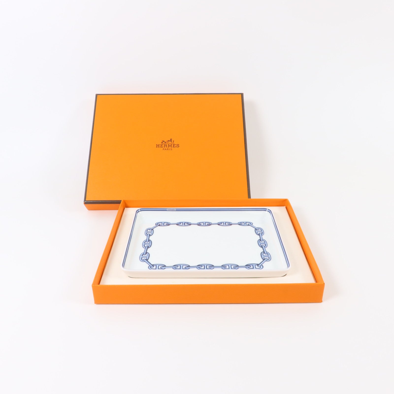 HERMES 瓷器Chaine d'Ancre Square Plate盤子