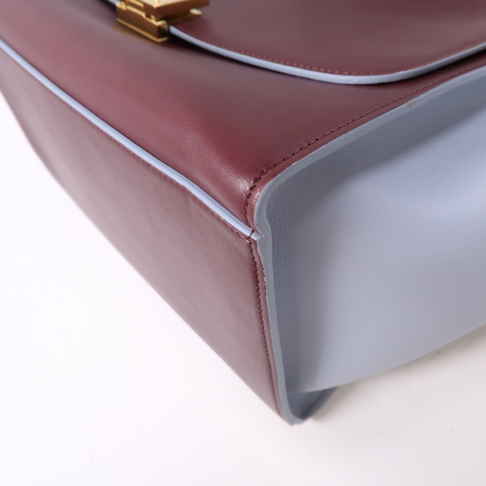 CELINE 牛皮皮革Shoulder Bag金扣手挽肩背兩用袋紅色/淺藍色