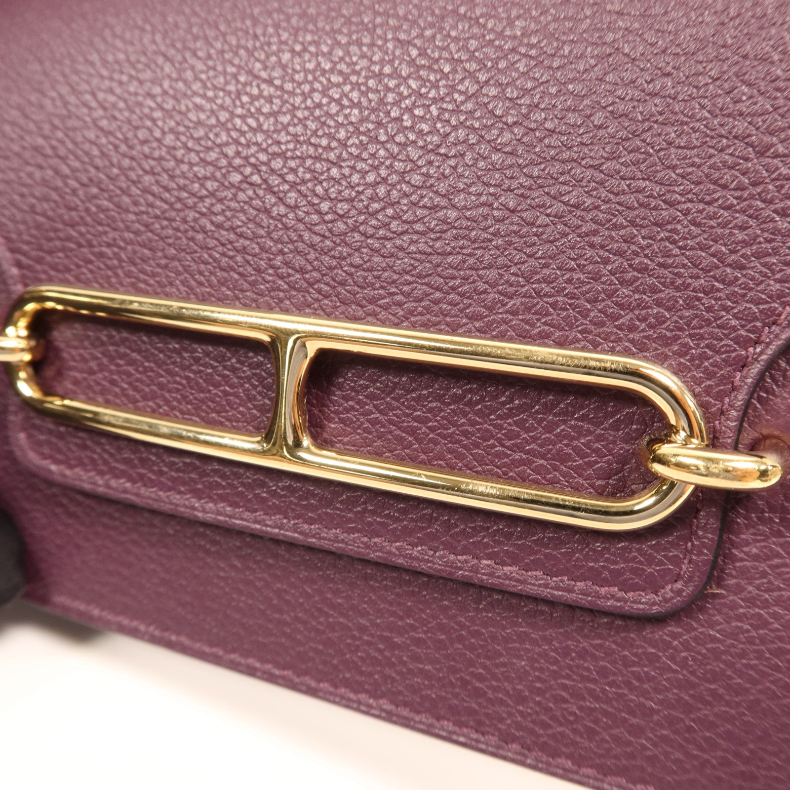 HERMES 【激減優惠】Evercolour皮革Roulis Slim金扣手拿包Cassis
