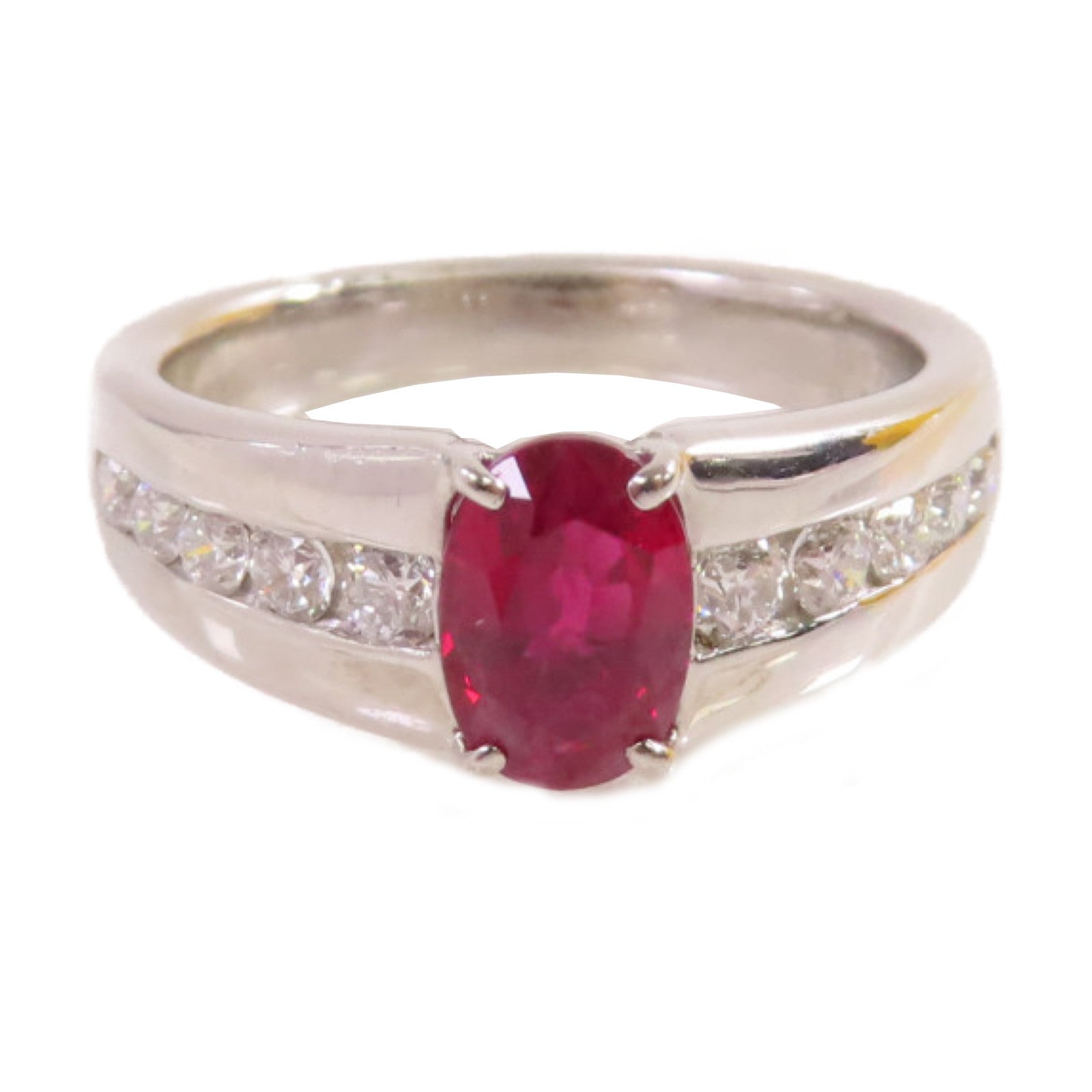 JEWELRY 【激減優惠】PT900鉑金/1.177ct紅寶石/0.35ct鑽石Ruby Diamond Ring戒指US#5.25