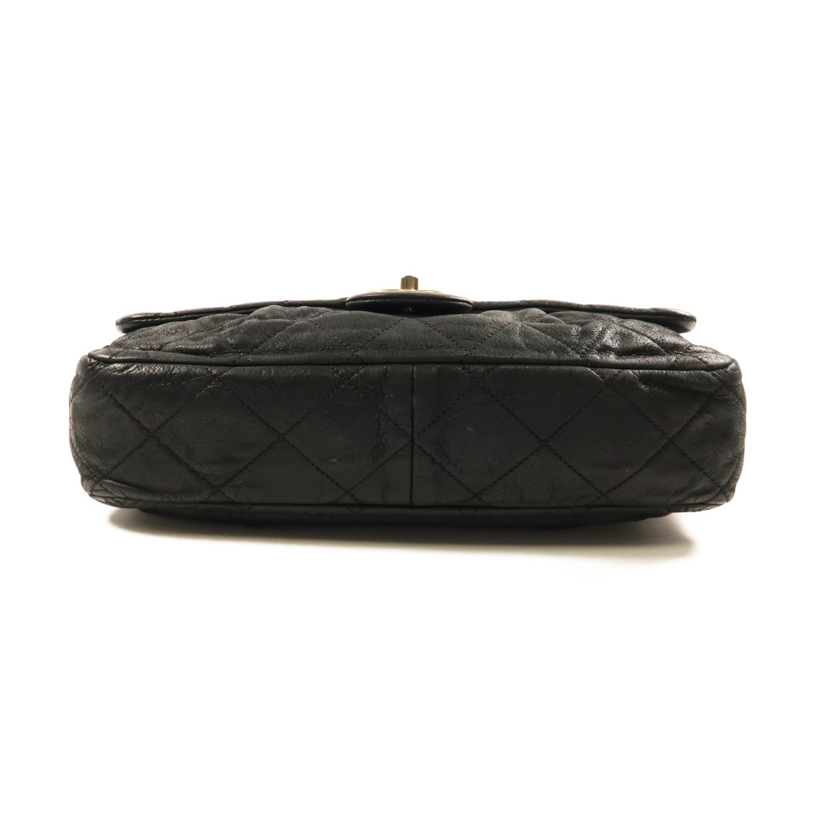 CHANEL 牛皮皮革Shoulder Bag金扣鏈帶肩背袋黑色