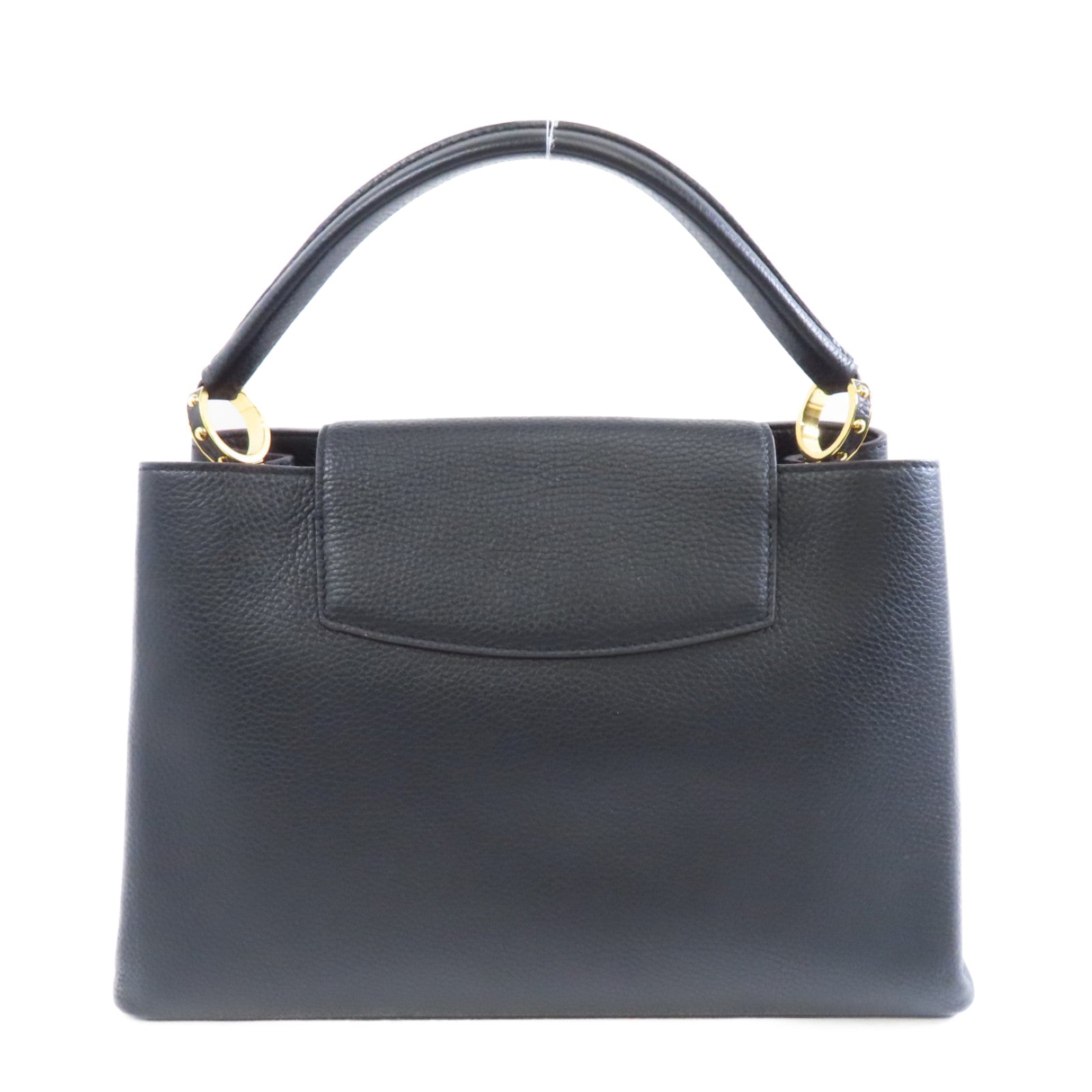 LOUIS VUITTON 牛皮皮革Capuciness MM金扣手挽袋黑色