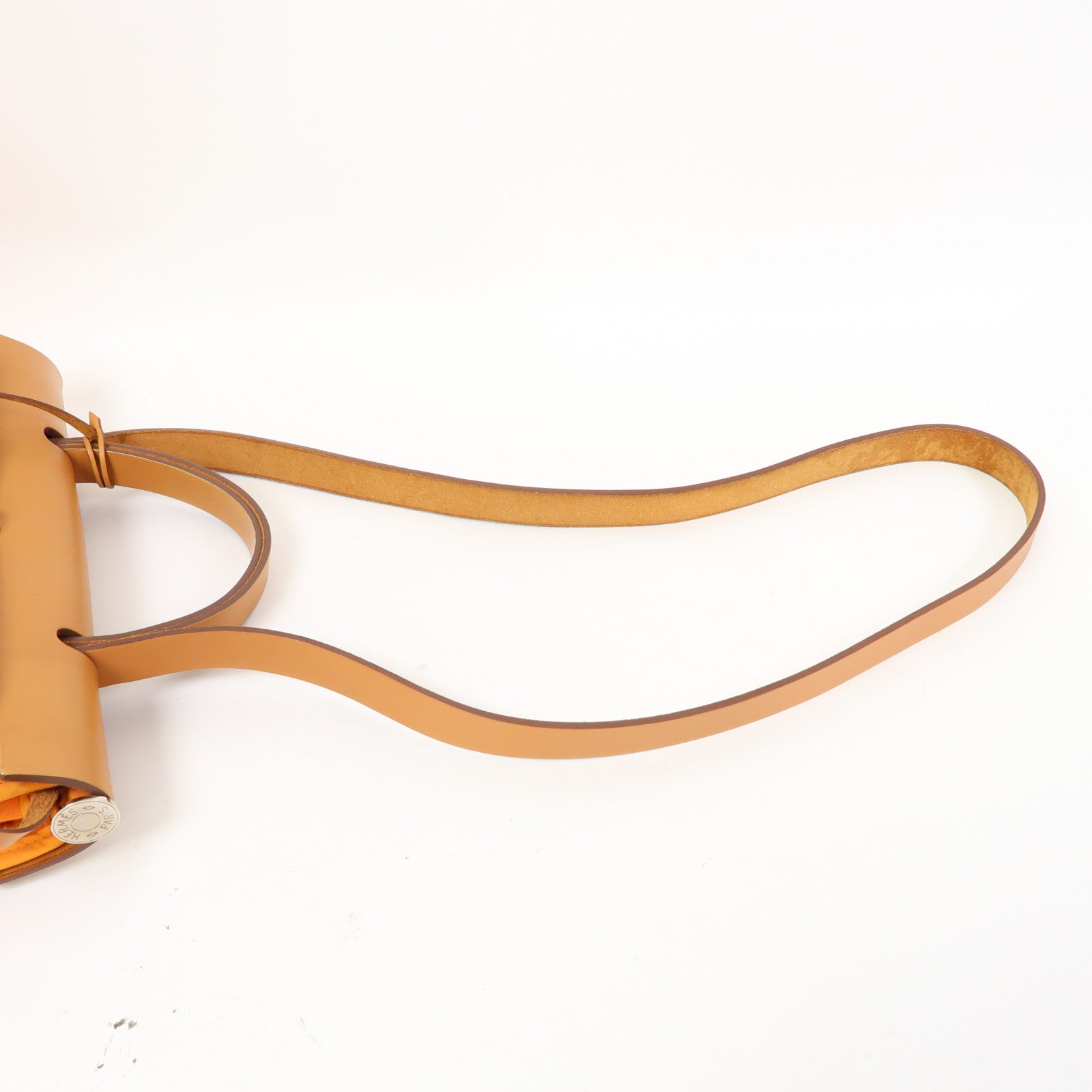HERMES 【清倉大減價】帆布Herbag PM銀扣手挽肩背兩用袋橙色