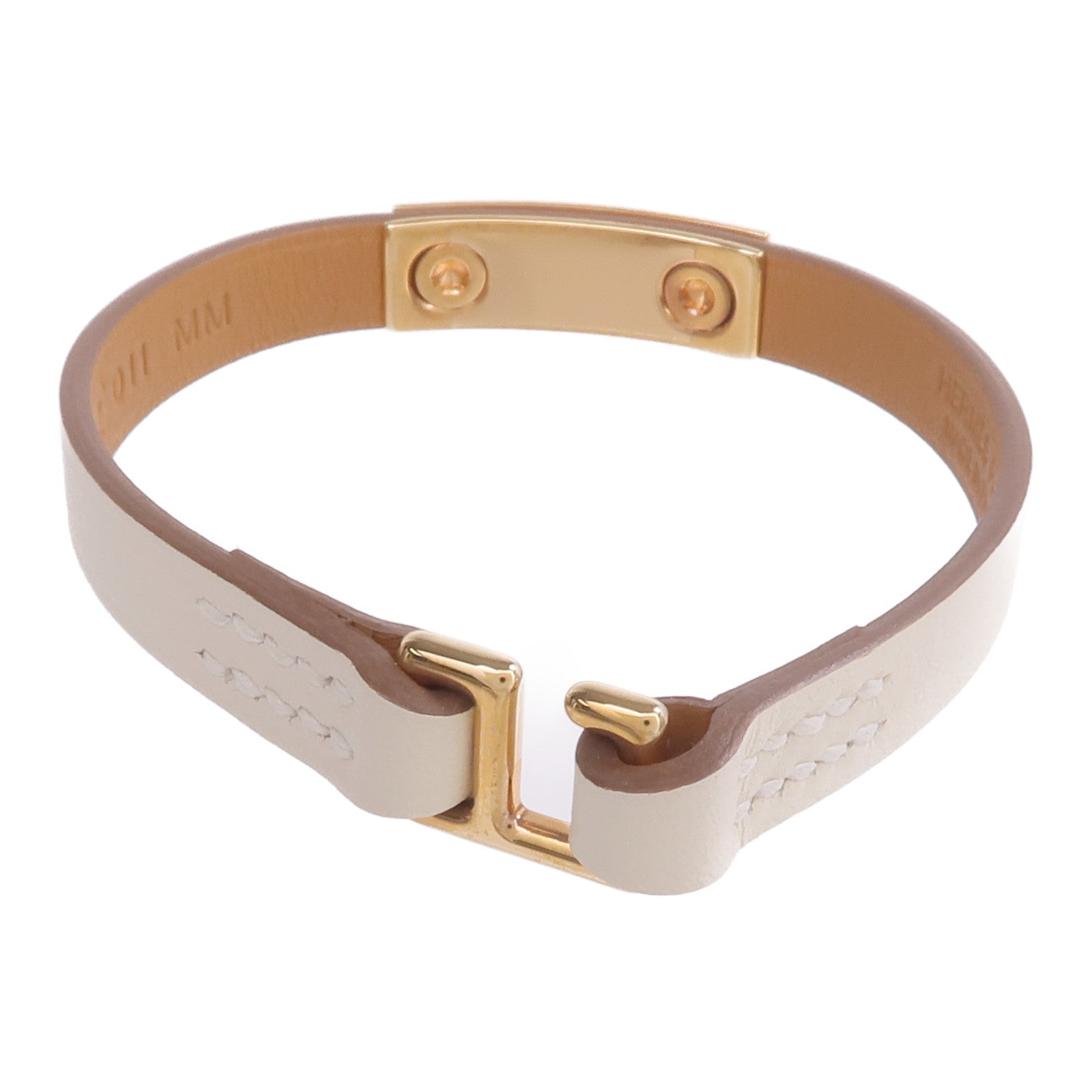 HERMES Swift皮革Rivale Mini Bracelet金扣手帶Nata