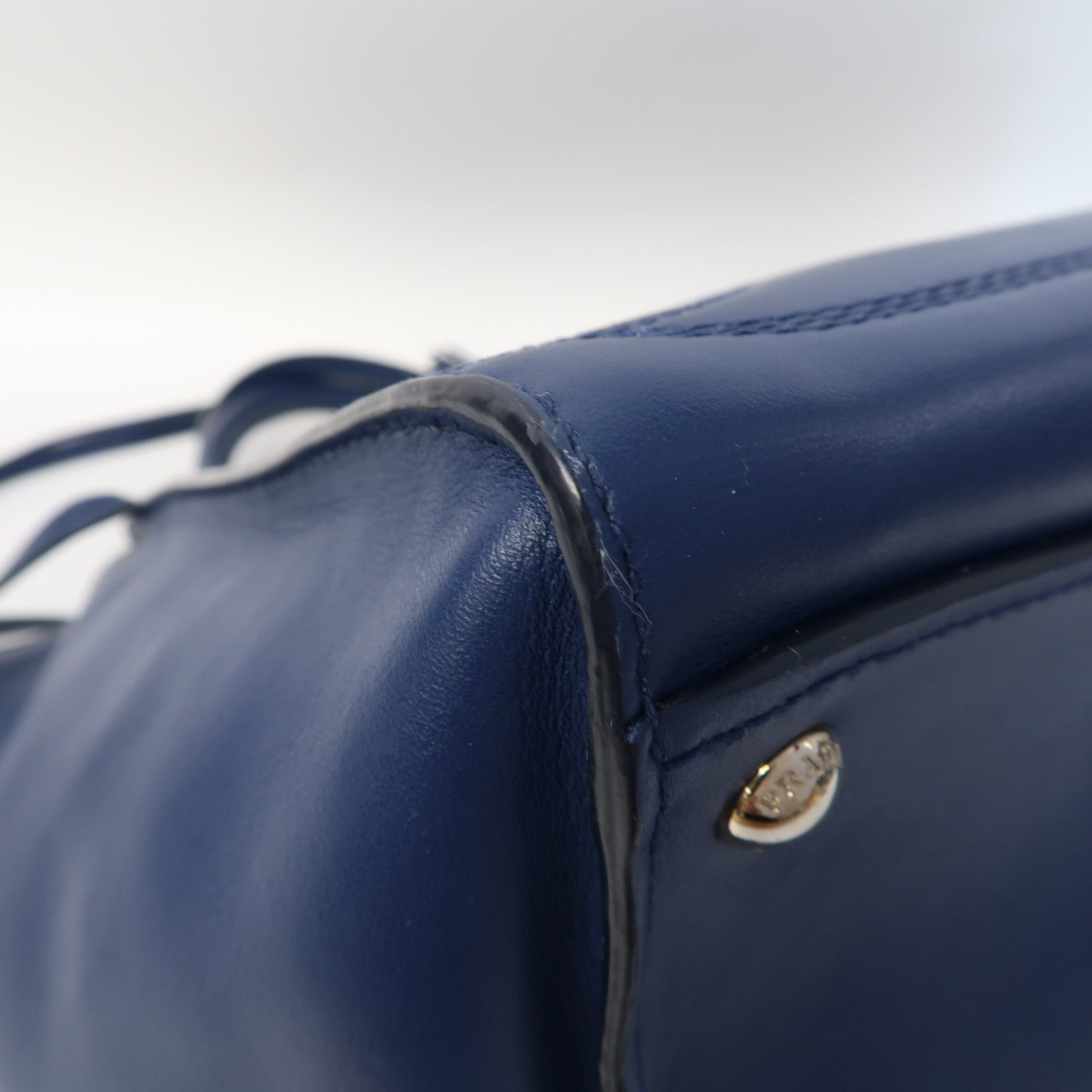 PRADA 【激減優惠】牛皮皮革Shoulder Bag銀扣手挽肩背兩用袋藍色
