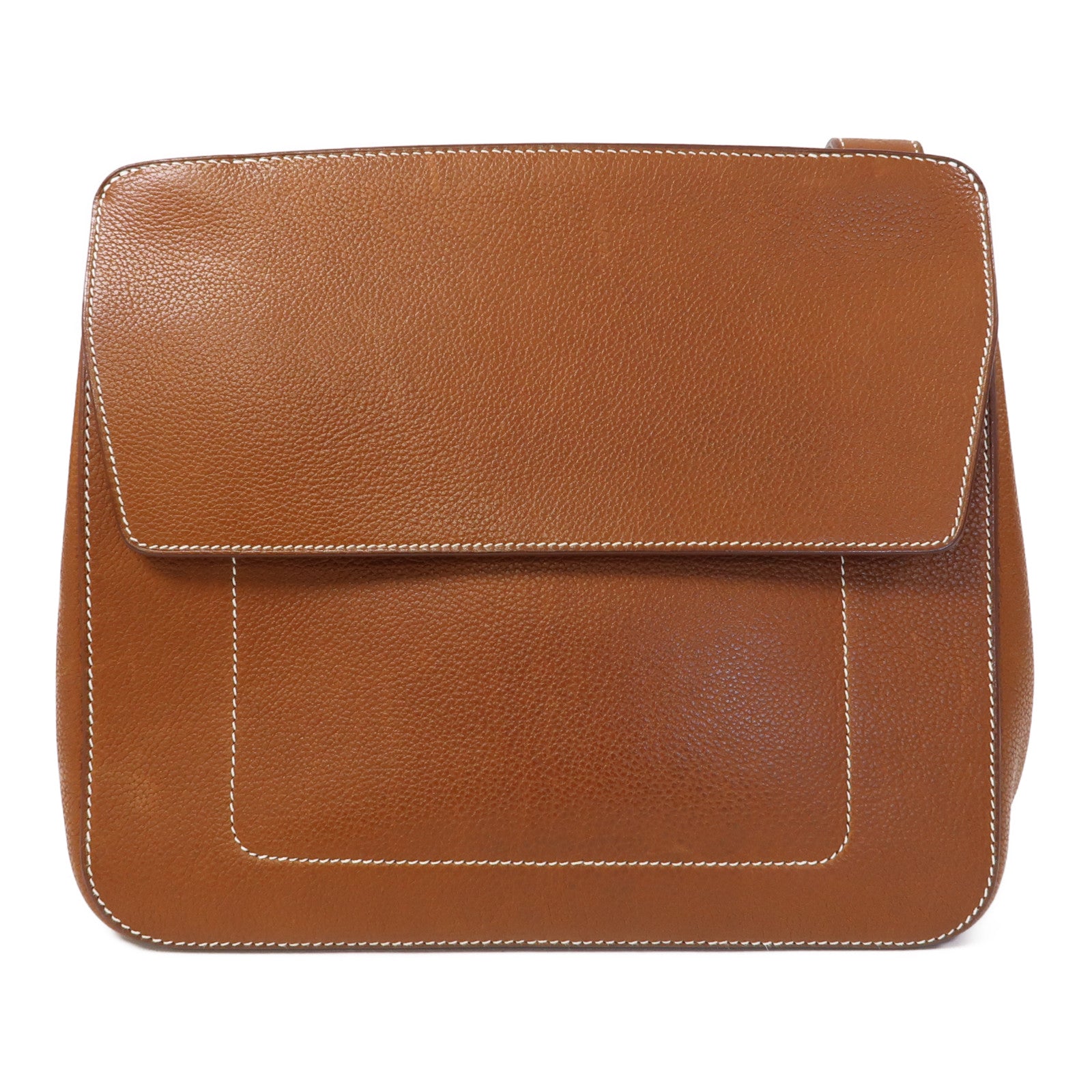 HERMES 【激減優惠】Barenia Faubourg皮革Mali-Selle Messenger Bag銀扣肩背袋啡色