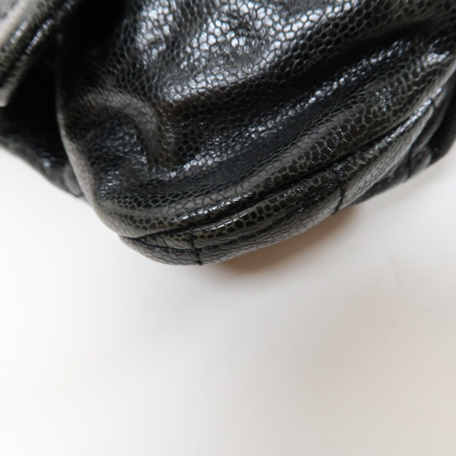 CHANEL 菱格牛皮皮革Chain Shoulder銀扣肩背袋黑色