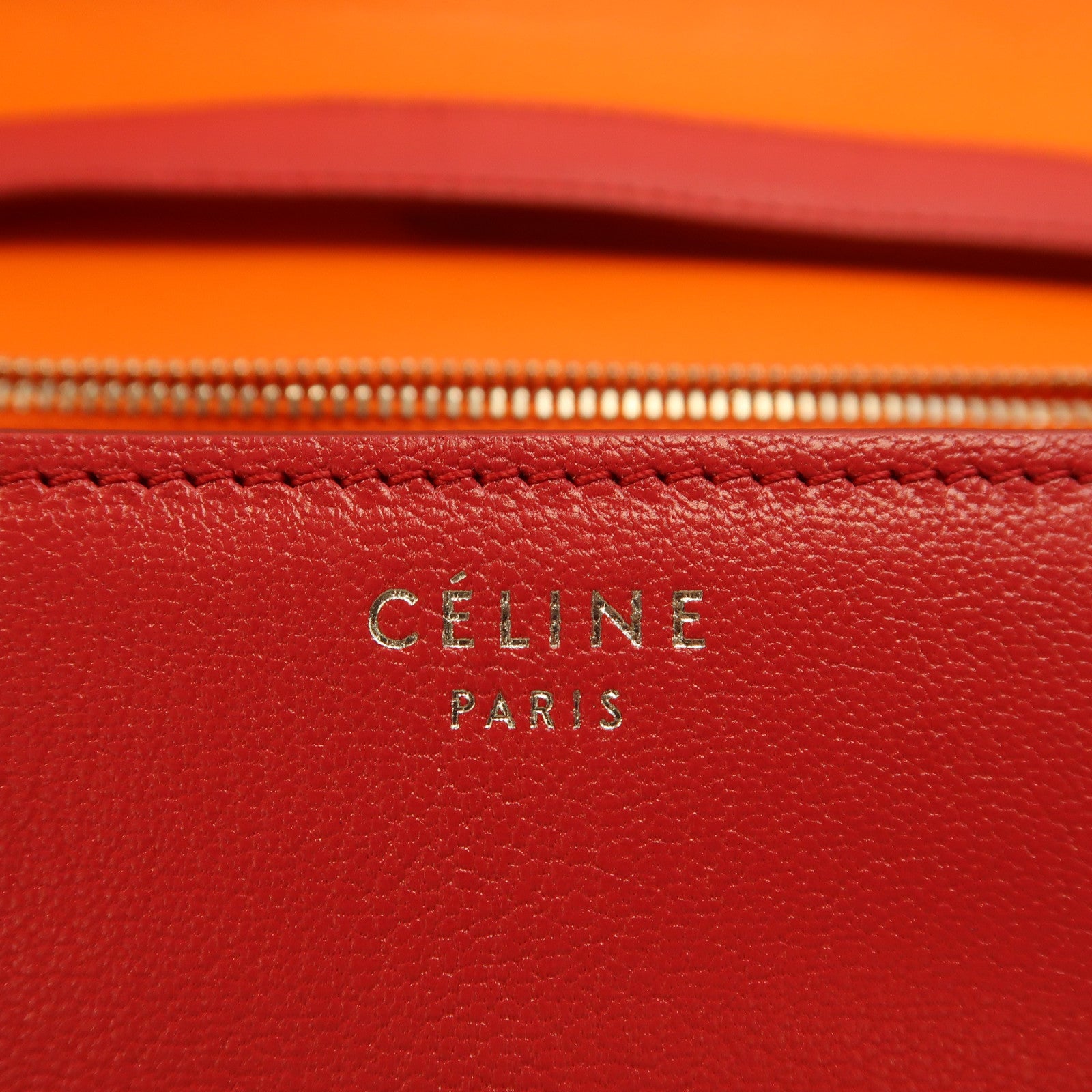CELINE 【激減優惠】牛皮皮革Classic Box銀扣肩背袋紅色
