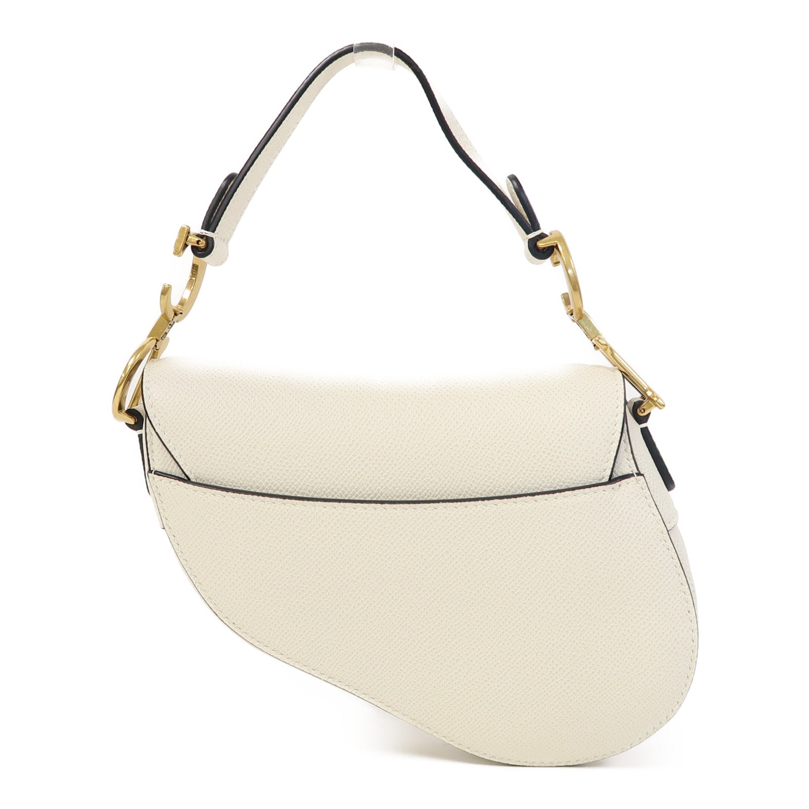 Dior 牛皮皮革Saddle Mini金扣手挽袋白色
